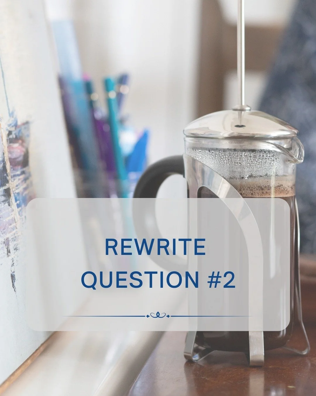 How many ways does waiting show up in my life?

Ask the question, track the response. Where and how does a sense of waiting make itself known?

Join me fortnightly in my newsletter, Rewrite Today. Click in bio.