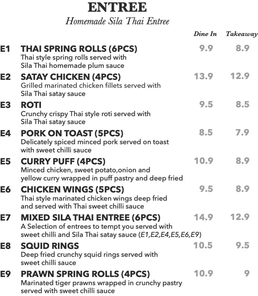 Menu — Sila Thai