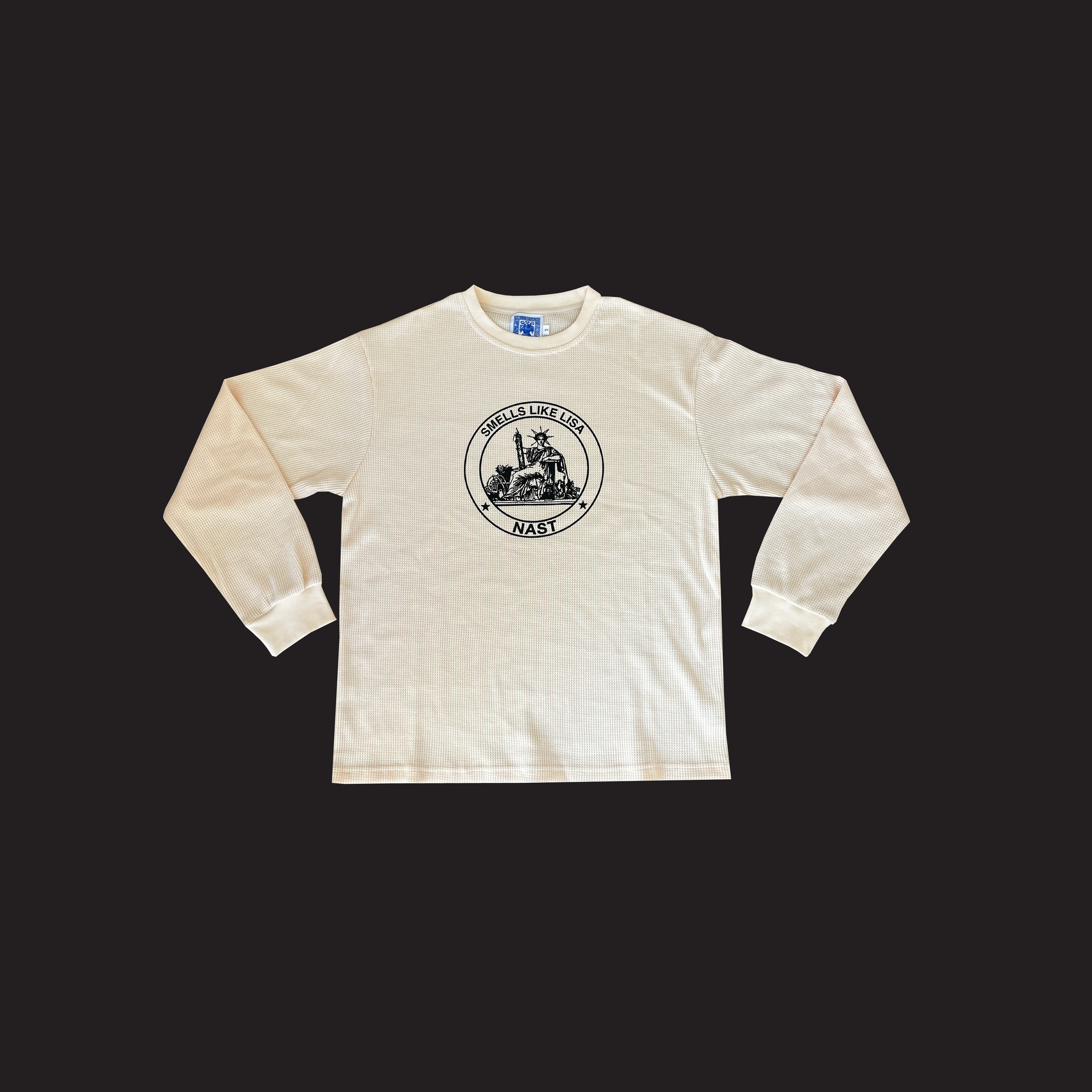 WAFFLE COTTON "SMELLS LIKE LISA" SWEATER