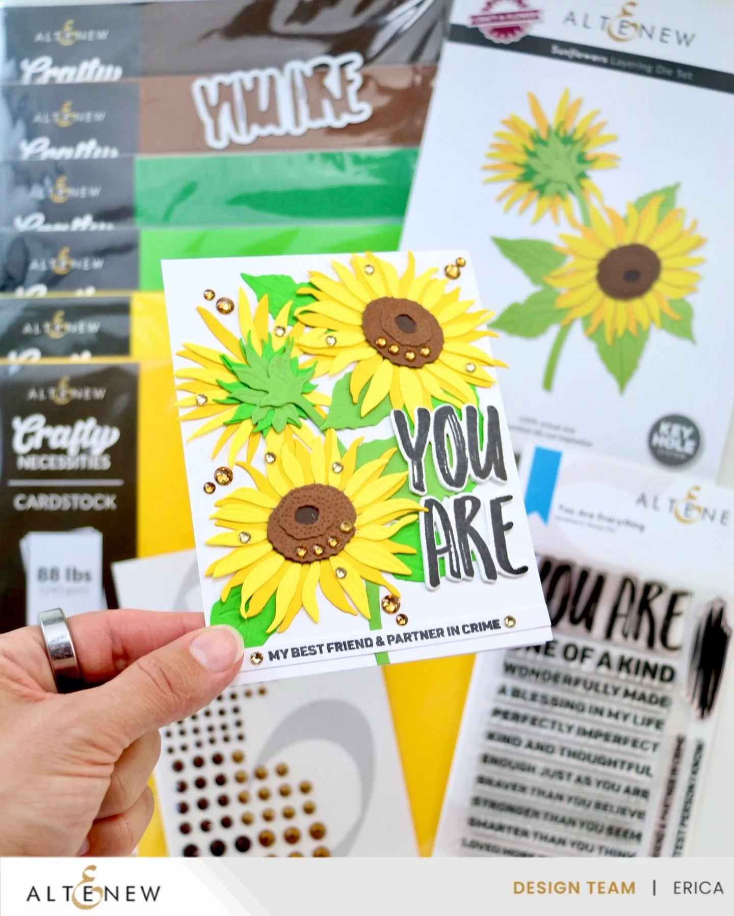 A few days ago I was up on the @altenewllc YouTube channel with a wildly optimistic manifestation video 😉 I&rsquo;m channeling my impending vegetable and berry garden wishes into my creative world, and made a bunch of paper strawberries and sunflowe