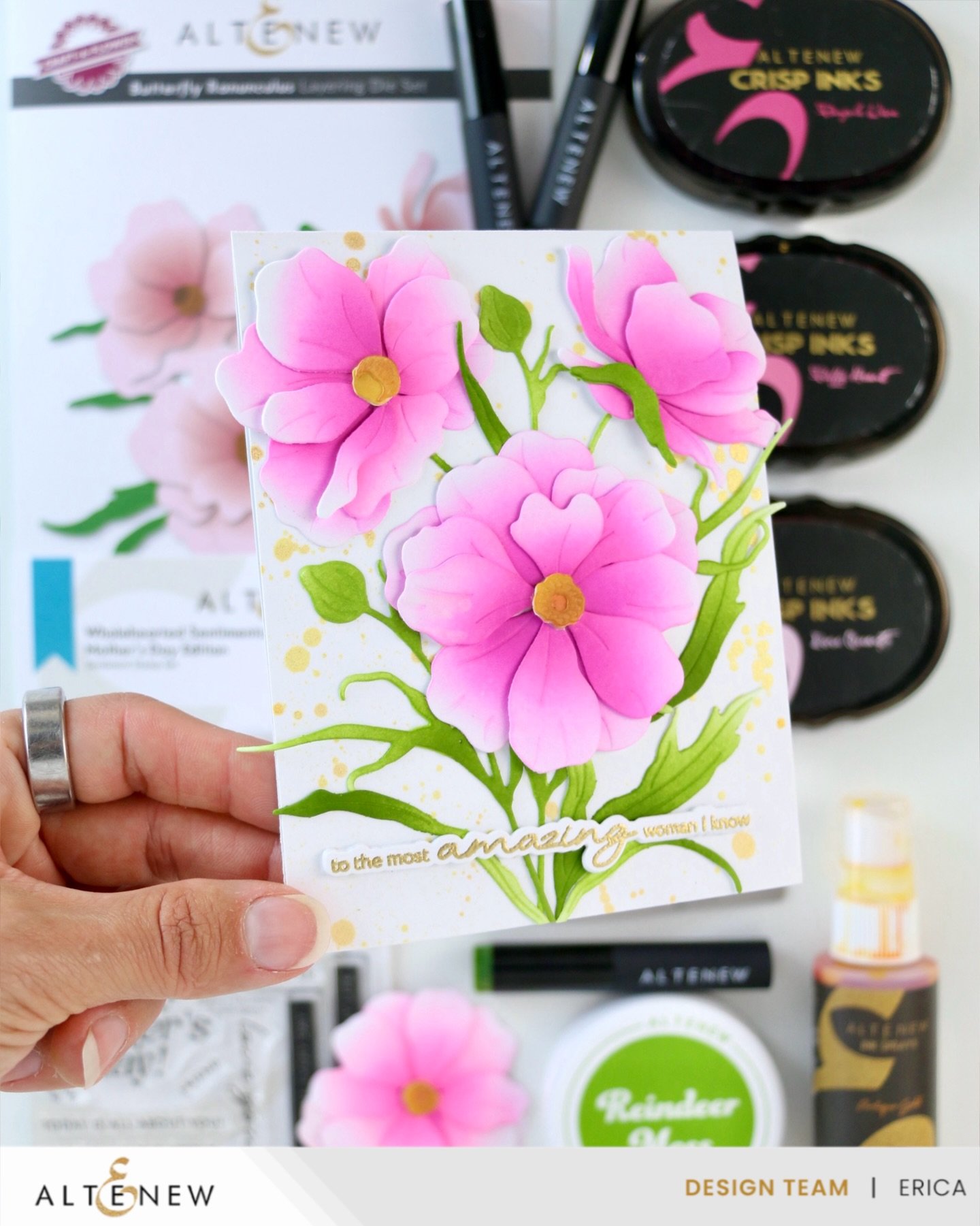 It&rsquo;s time to hop along over on YouTube to celebrate the @altenewllc April release. Tons of inspiration and a fab giveaway, win-win when you think about it! 
I used the gorgeous CAF Butterfly Ranunculus for my card, and I hope you will enjoy the