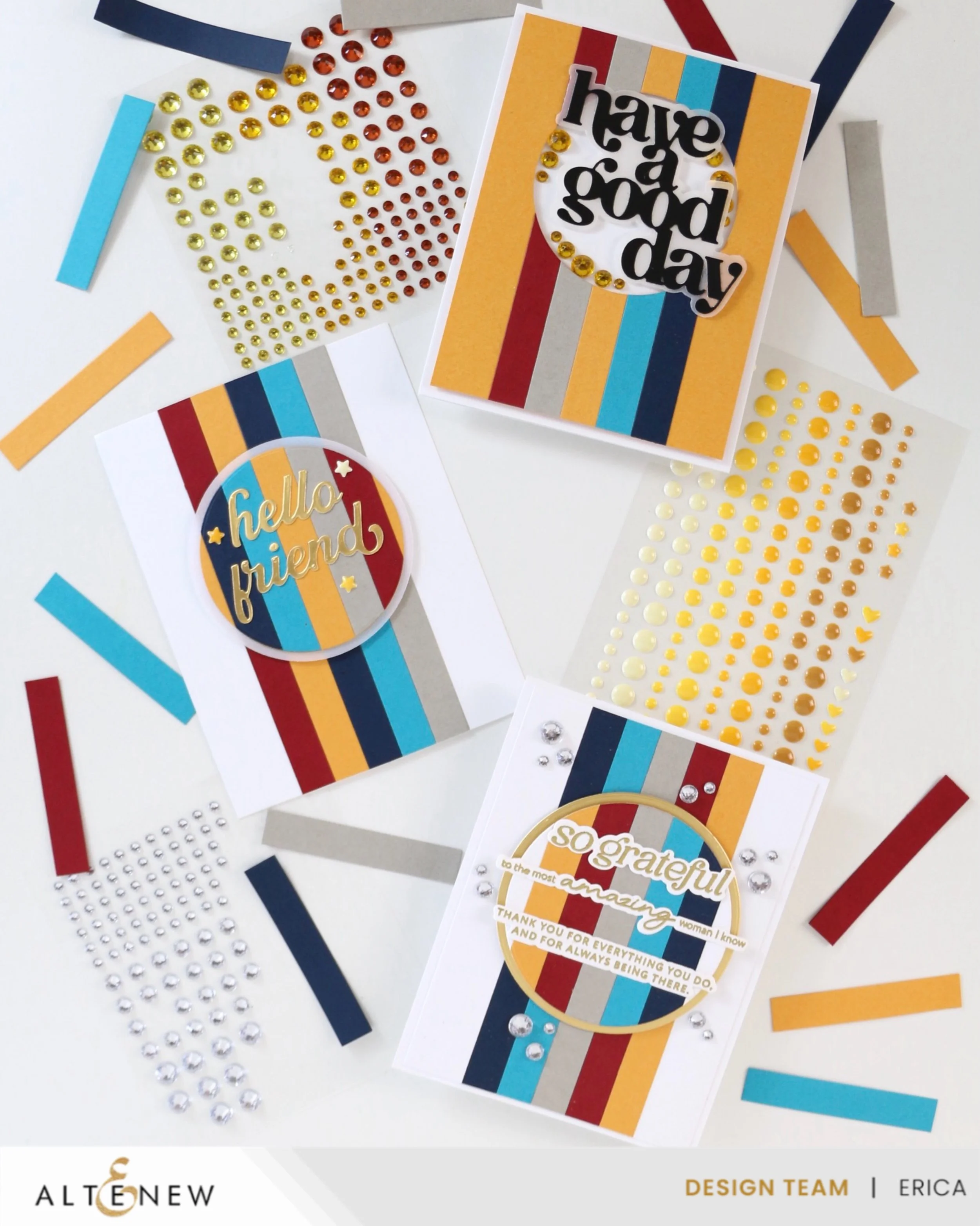 I&rsquo;m up on the @altenewllc YouTube channel and the blog showing three different cards, with a very un-Erica colour scheme. Would you believe I &ldquo;found&rdquo; this colour combo in the mess of my craft room 😆 who says it doesn&rsquo;t pay of