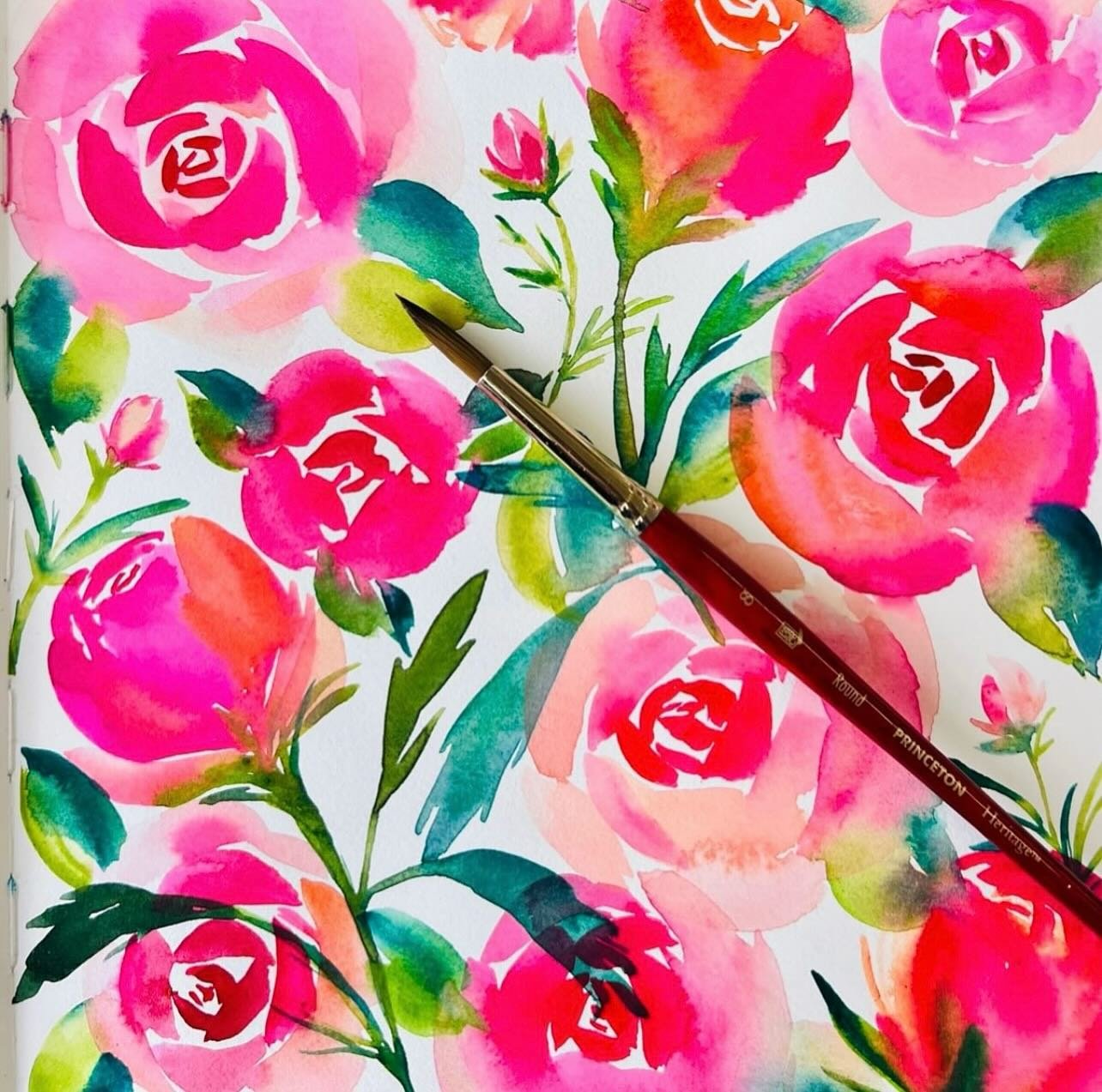 Taking a bit is a break this summer to &ldquo;stop and smell the roses&rdquo; and maybe paint them too! 🌹🌹🌹
Have you taken my online watercolor floral workshop called FLOWER POWER? Did you know you can gather a group of friends at your home or tak