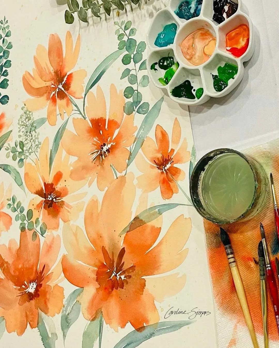 Another WATERCOLOR WEDNESDAY! 
➡️➡️➡️ for the tip! 
What are you creating this week? 
I&rsquo;m packing art supplies &amp; getting excited to lead a fabulous group of women in Italy for a retreat focused on creative exploration &amp; culinary adventu
