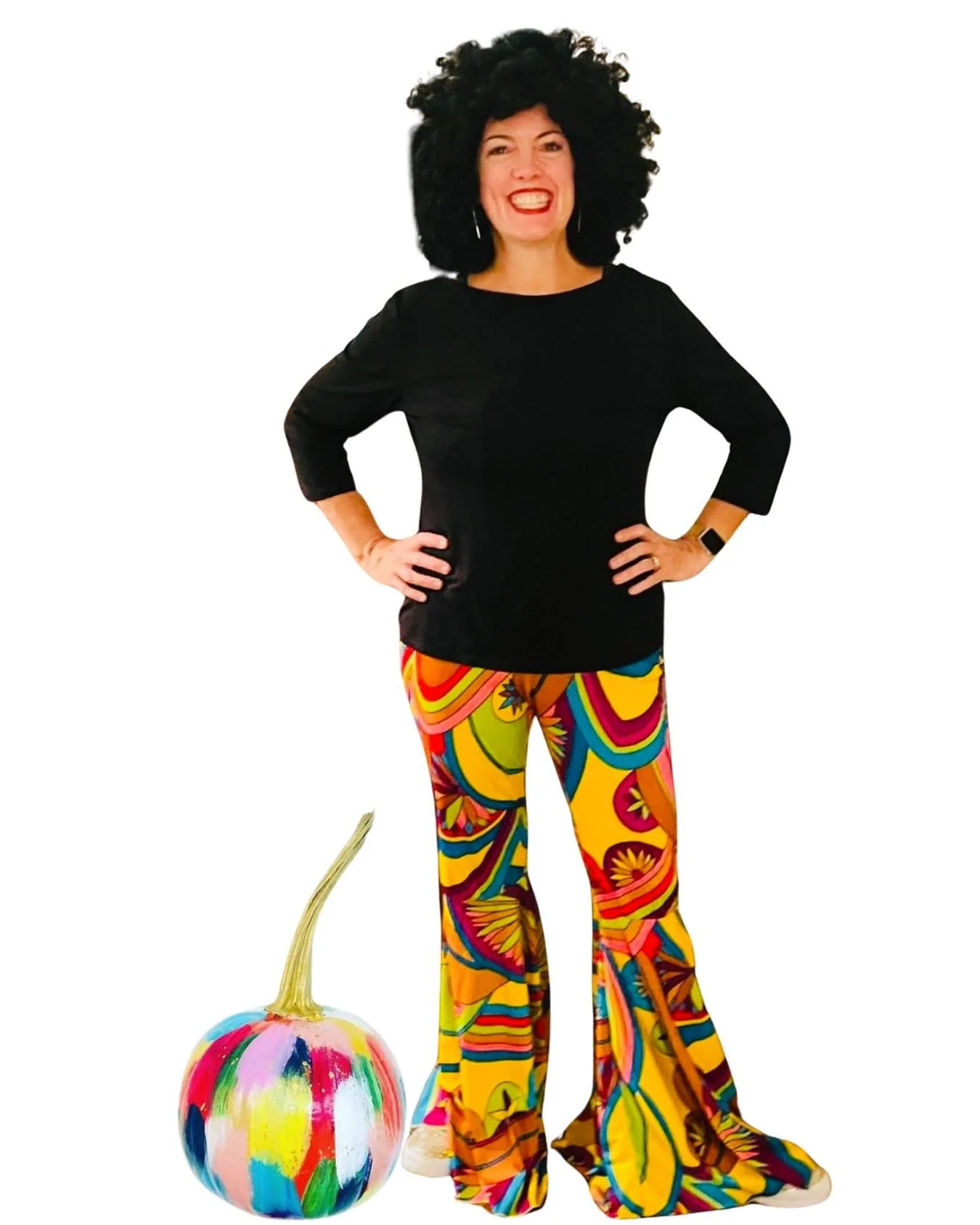 THAT GROOVY FRIDAY FEELING when Halloween lands on a weekend and you realize you&rsquo;ve been joyfully embarrassing your kids since 1998 because you own this wig and these pants. Hope y&rsquo;all have a GROOVY Halloween and I hope you painted some p