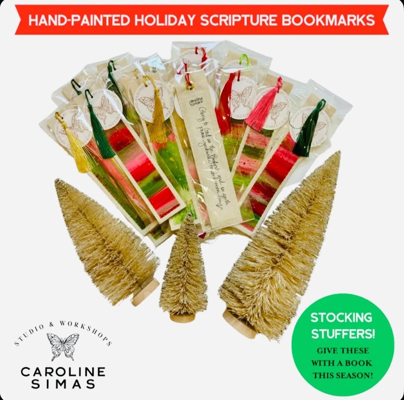 FA LA LA LA LAST DAY to order these to be shipped today or free local pick up! A limited supply of hand-painted scripture bookmarks in Christmas designs and also ➡️➡️➡️ everyday designs! Thanks for your deep love of these sweet pieces of art which ha