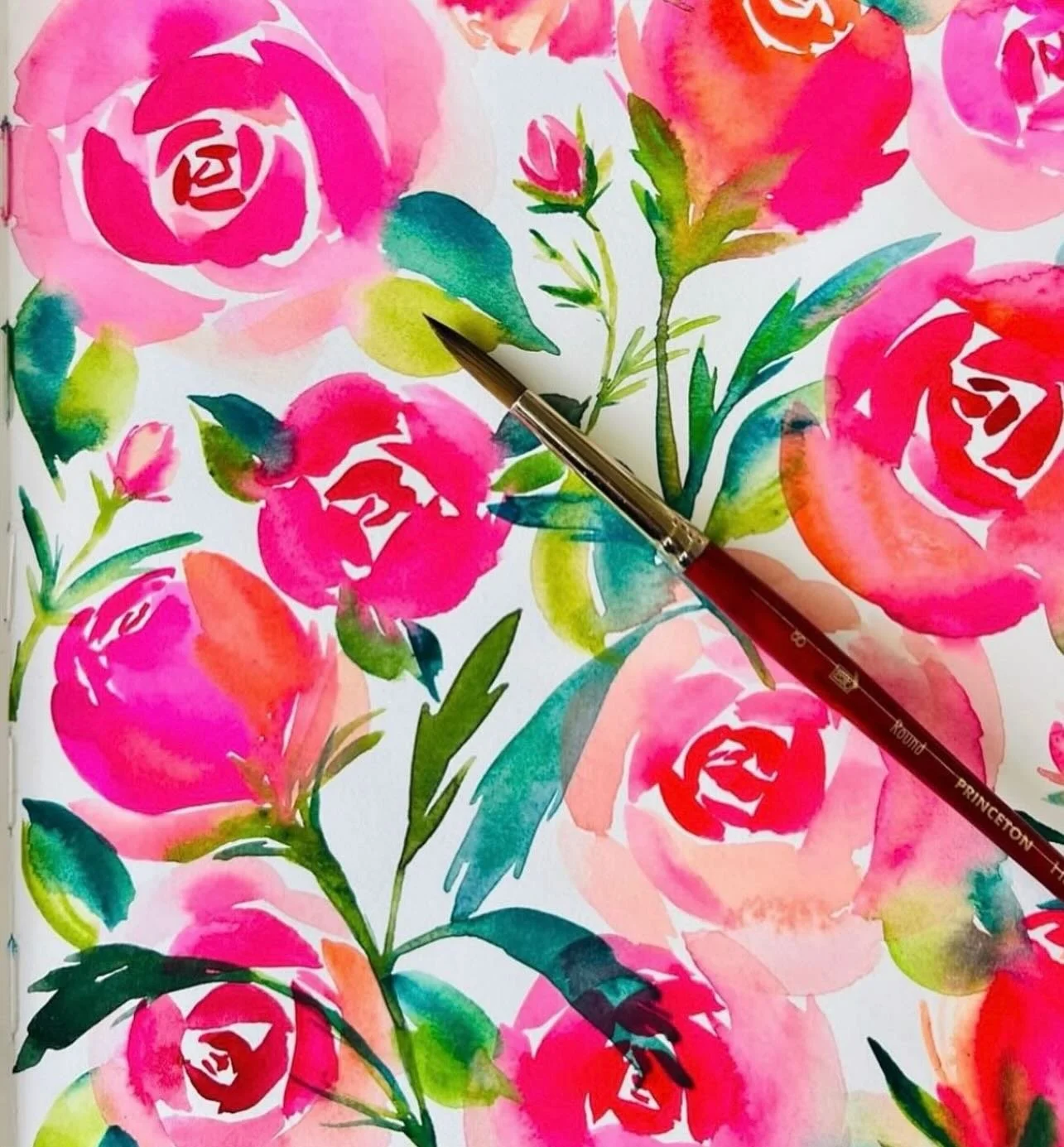 So many people I&rsquo;d love to send a million roses to these days including you all for following these tiny creative squares. Hopefully these painted petals will bring you joy and some hope this week! Xo 🩷🌹🎨