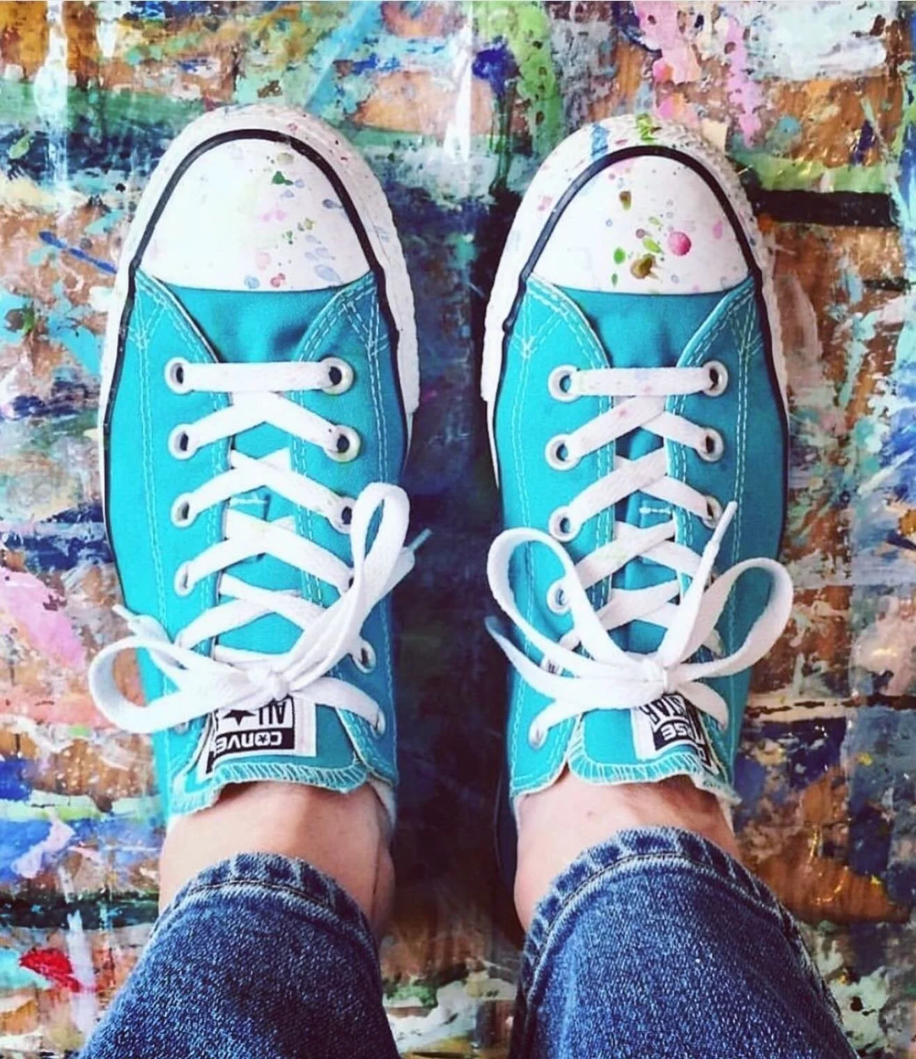 Monday blues &amp; my fav studio shoes! Lots of special projects in the works-stay tuned! Just trying to make a positive impact and make the world more beautiful one stroke at a time. 👩🏻&zwj;🎨💙