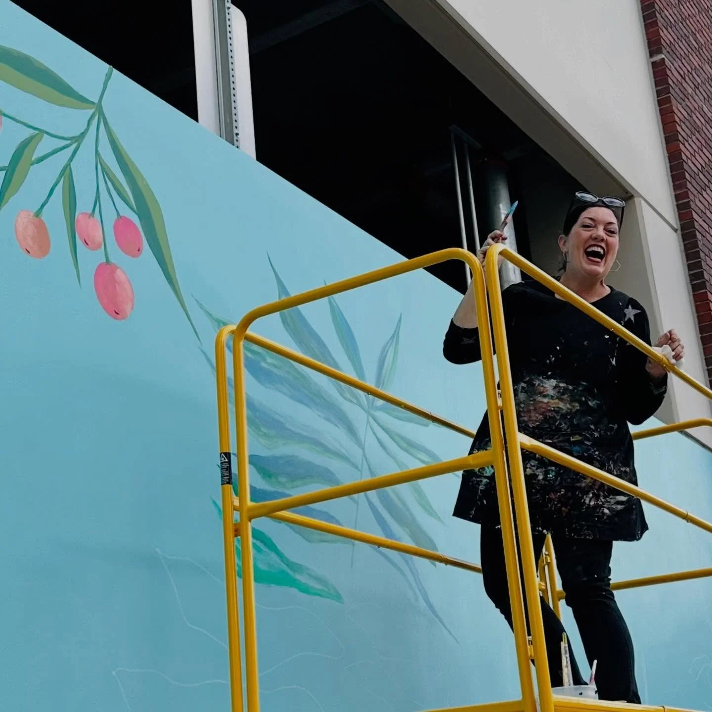 That Friday feeling when you know the mural for @atriumhealth Pineville is almost finished and you&rsquo;re wrecked in a good way over the amazing stories and people and even pets you&rsquo;ve met because of this project. ! Stay tuned, sweet people! 