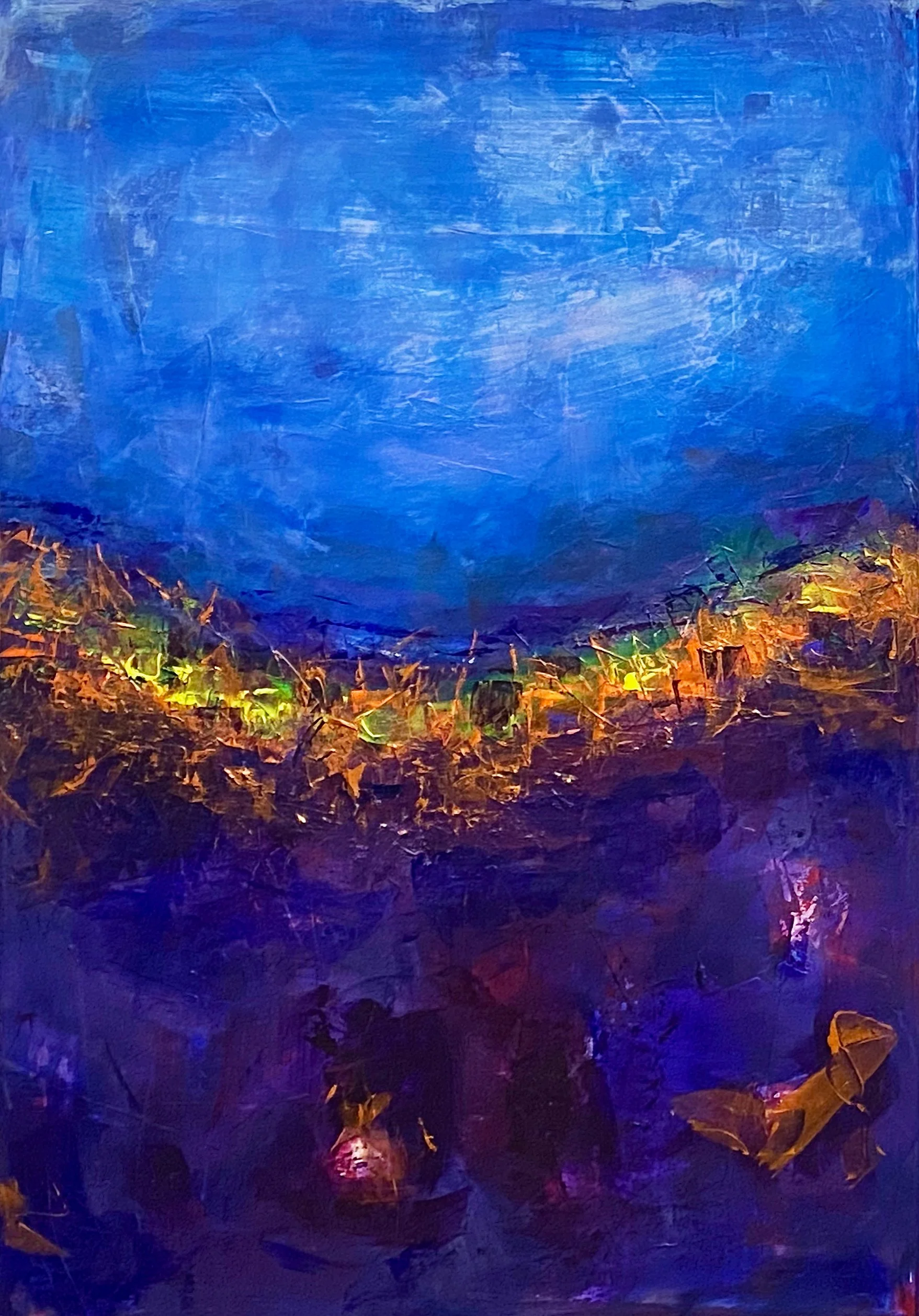 Heike Ponge | Blau Violett und Kupfer auf Leinwand | 90x130cm | Teil 1