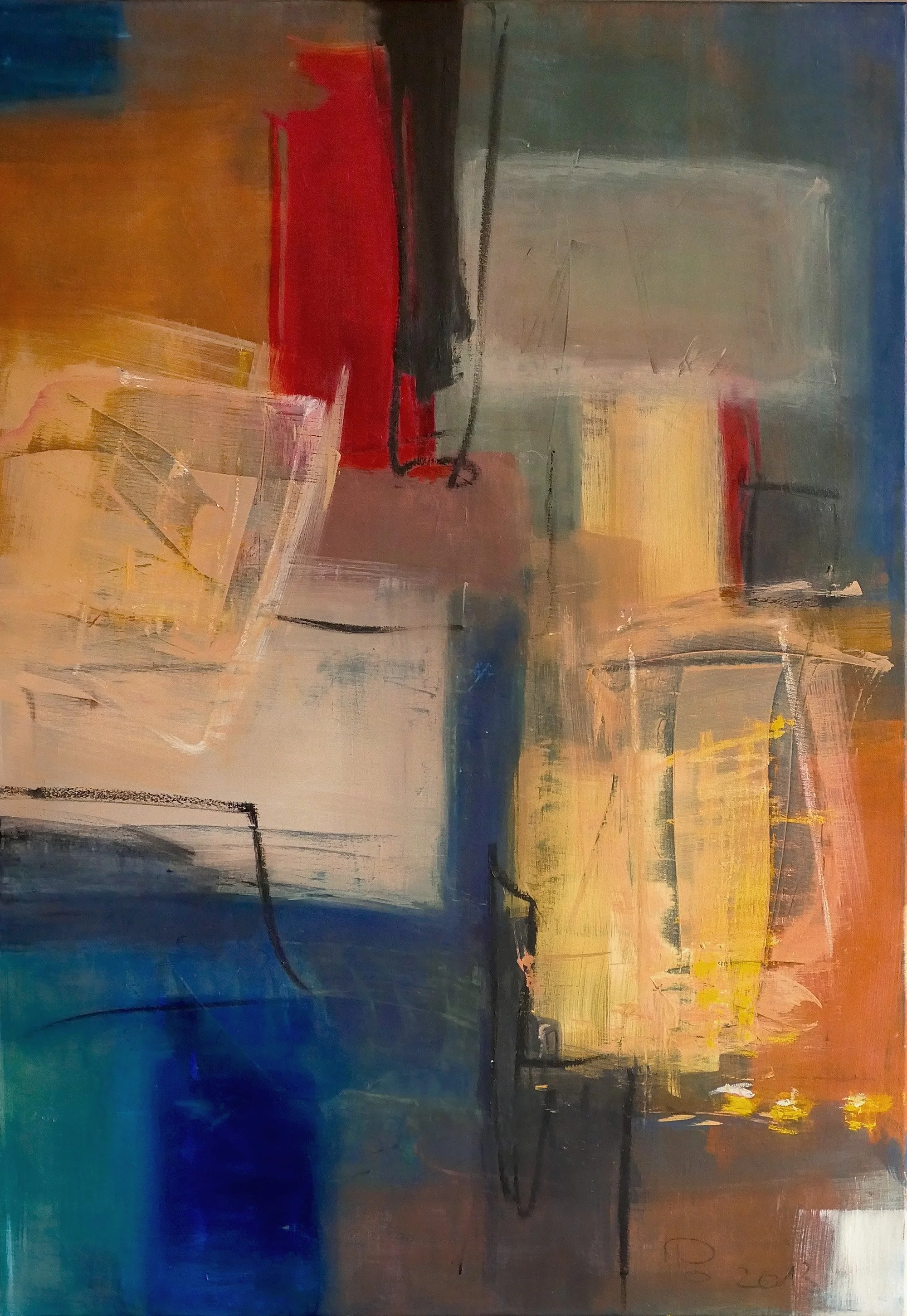 Heike Ponge | Abstrakte Grafik auf Leinwand | 70x100cm 