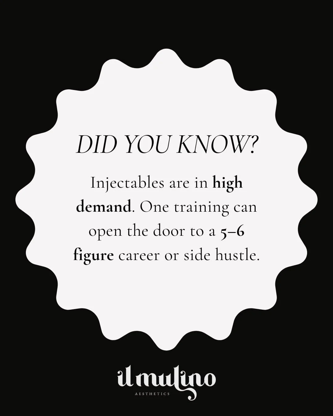 High Demand. High ROI. If you&rsquo;re a licensed medical professional tired of trading time for capped pay, aesthetic injectables could be your next high-earning skill &mdash; with the potential to take home up to $3,000 a day.

✨Our next training d