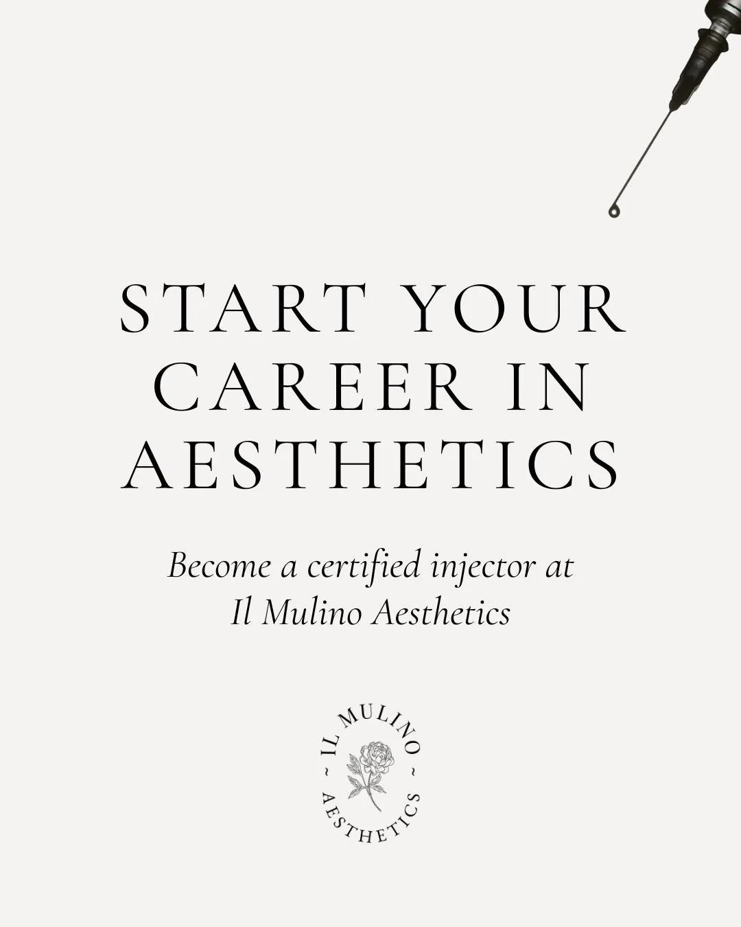 Ready to turn your medical license into a thriving aesthetics career?

Il Mulino Aesthetics Academy gives RNs, NPs, PAs, and physicians hands-on training in neurotoxin and dermal filler injections &mdash; taught by experts with 30+ years of experienc