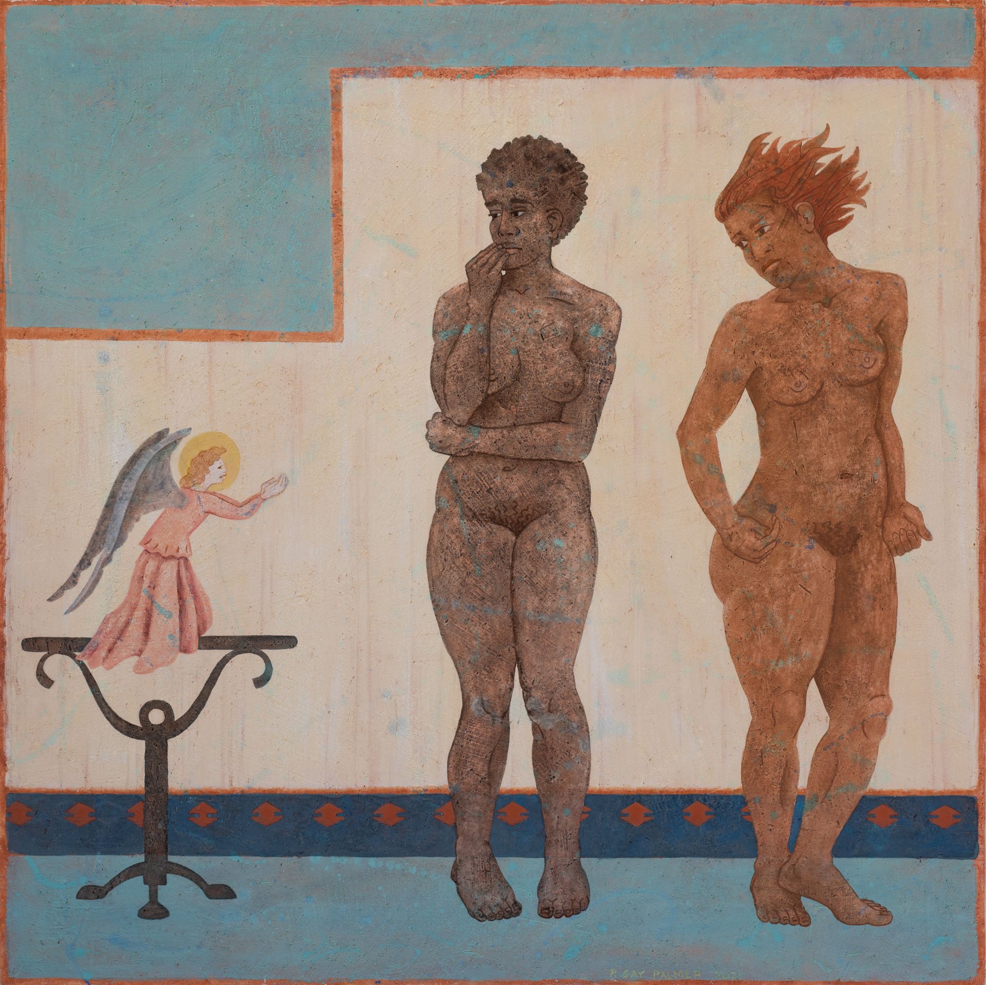 Warning, 2020-2022 • Egg Tempera on Plaster on Board • 40 x 40in.