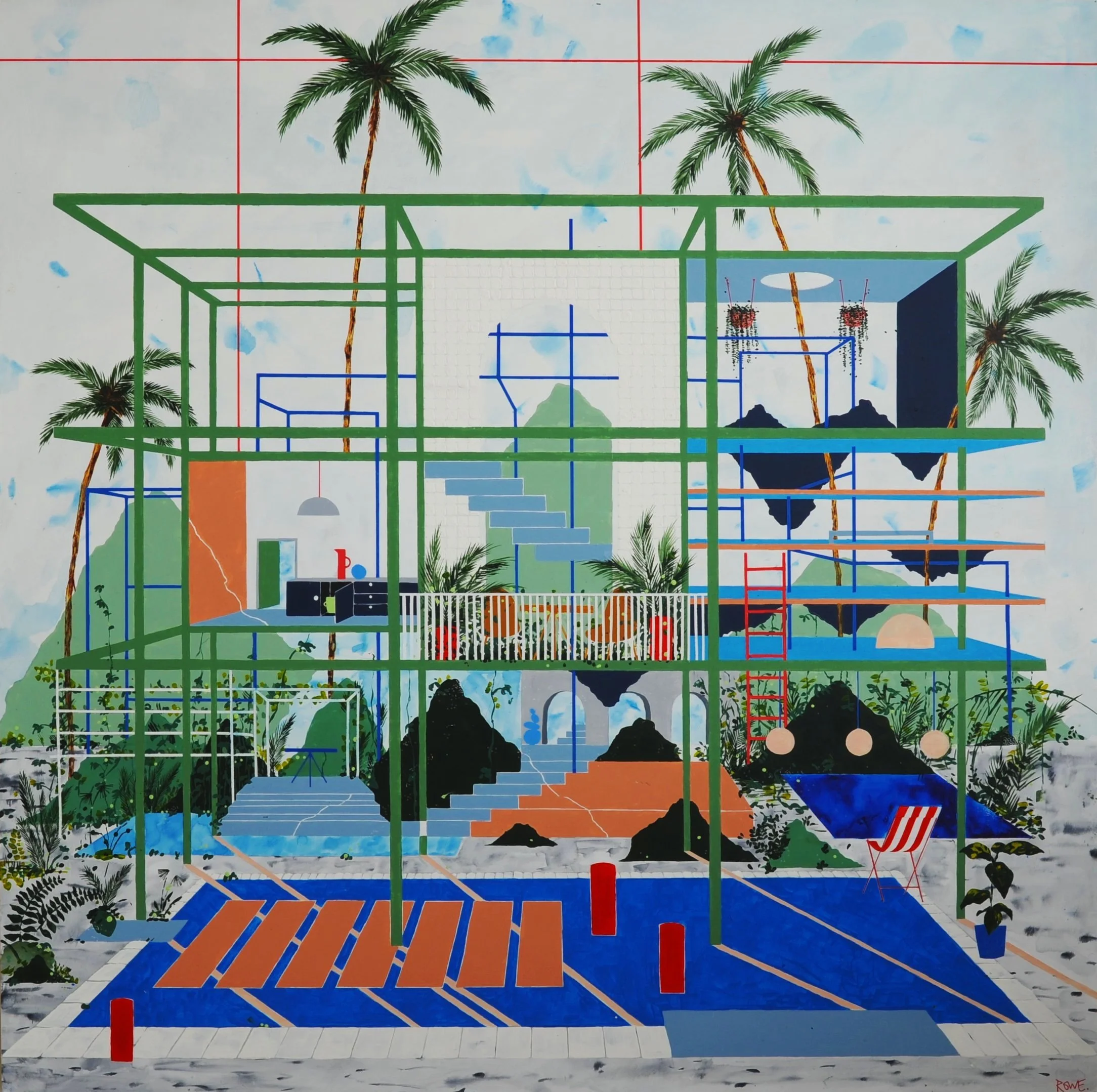 Nayna, 2021
Acrylic and watercolour on board 100cm x 100cm SOLD