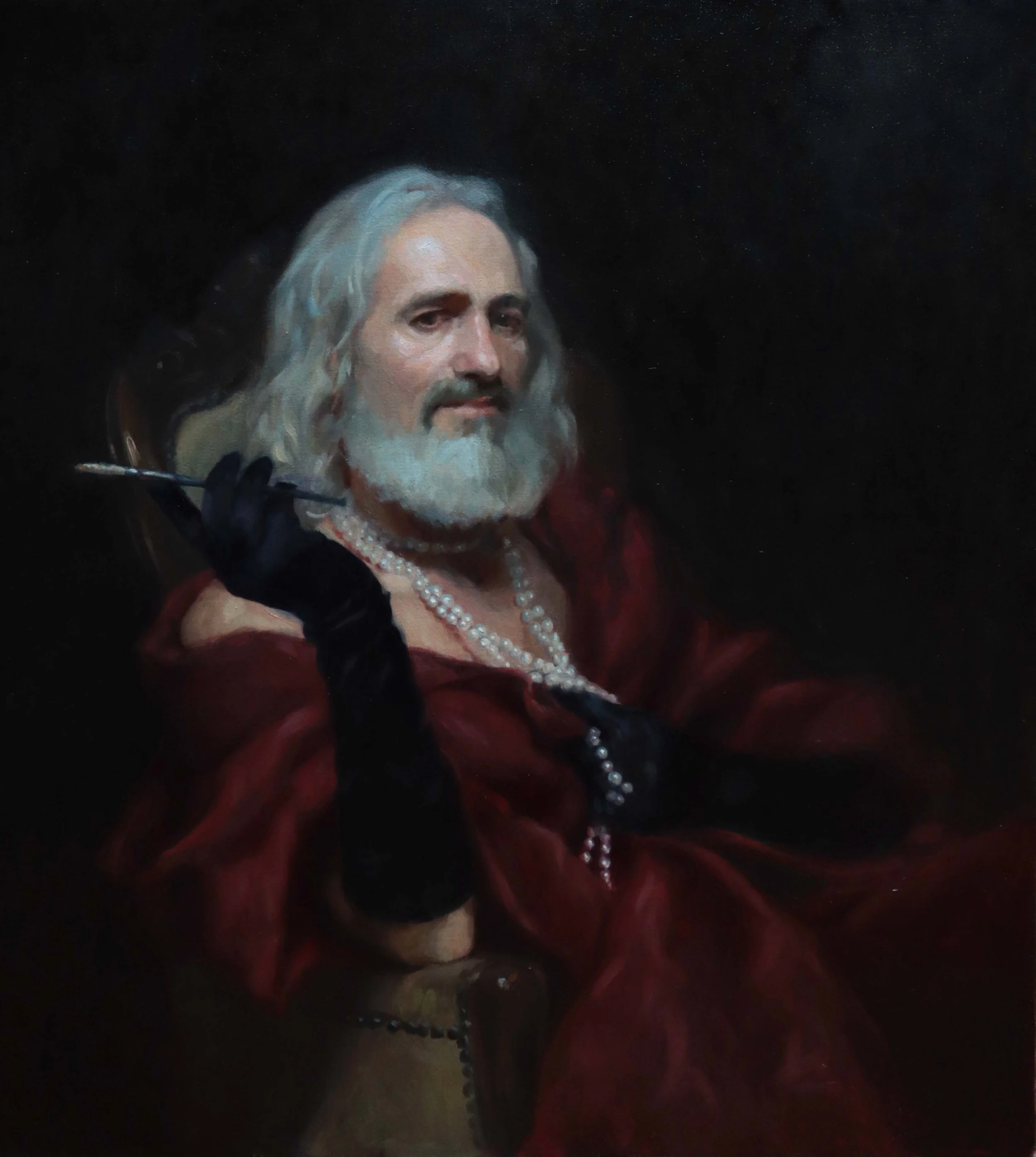 Silk gloves and pearls, 80x90cm, oil on canvas, 2025