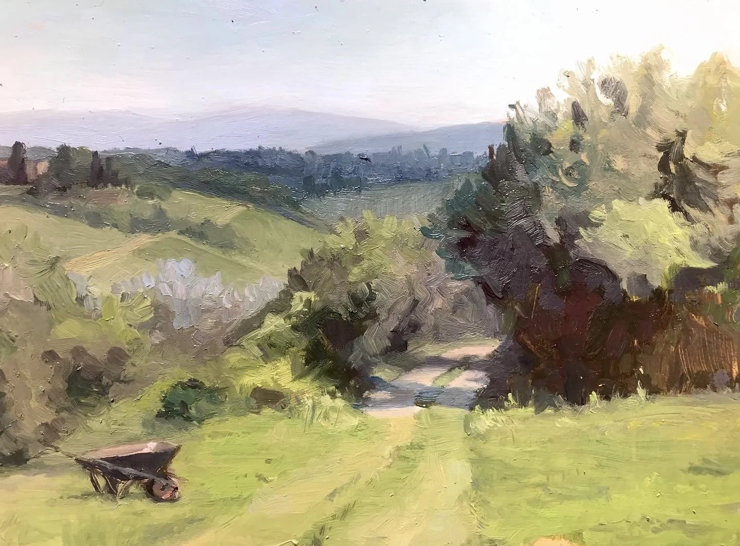Plein air painting of Tuscan landscape