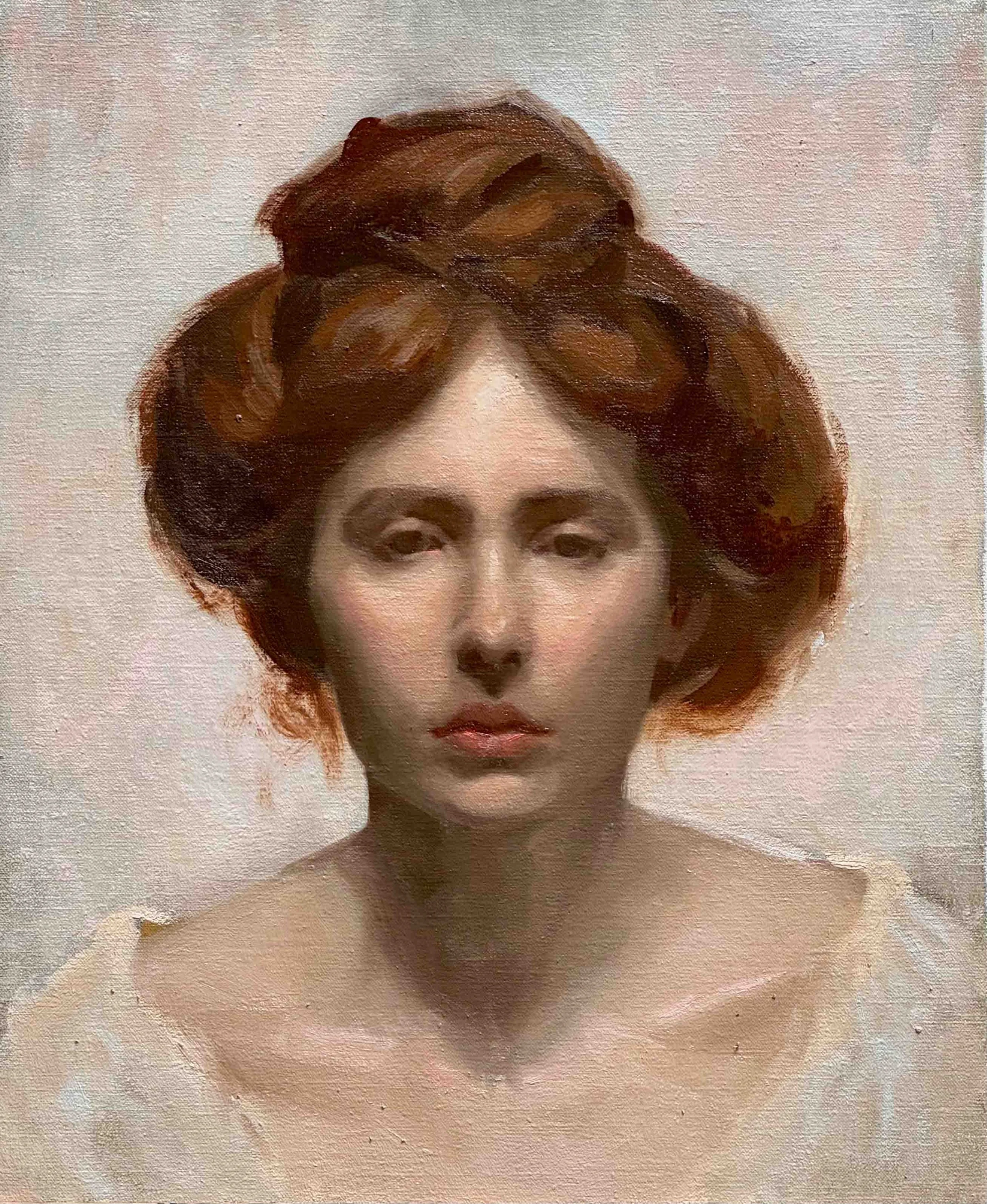 A modern pre-raphaelite, oil on canvas, 40x50cm, 2024
