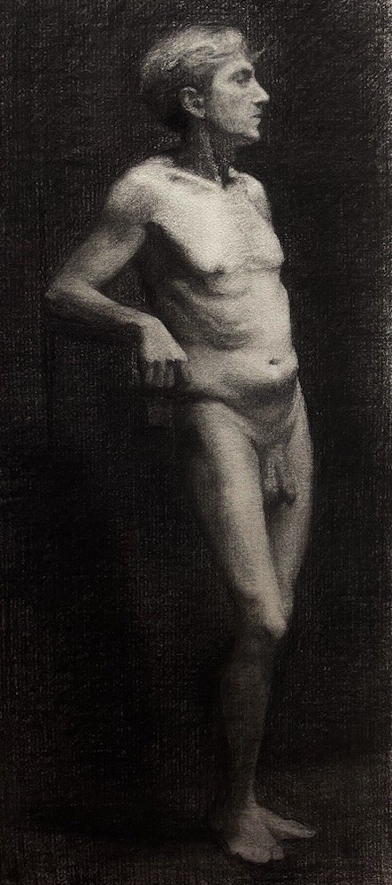 Giovanni, charcoal on Roma paper,  31 x 64cm, 2021