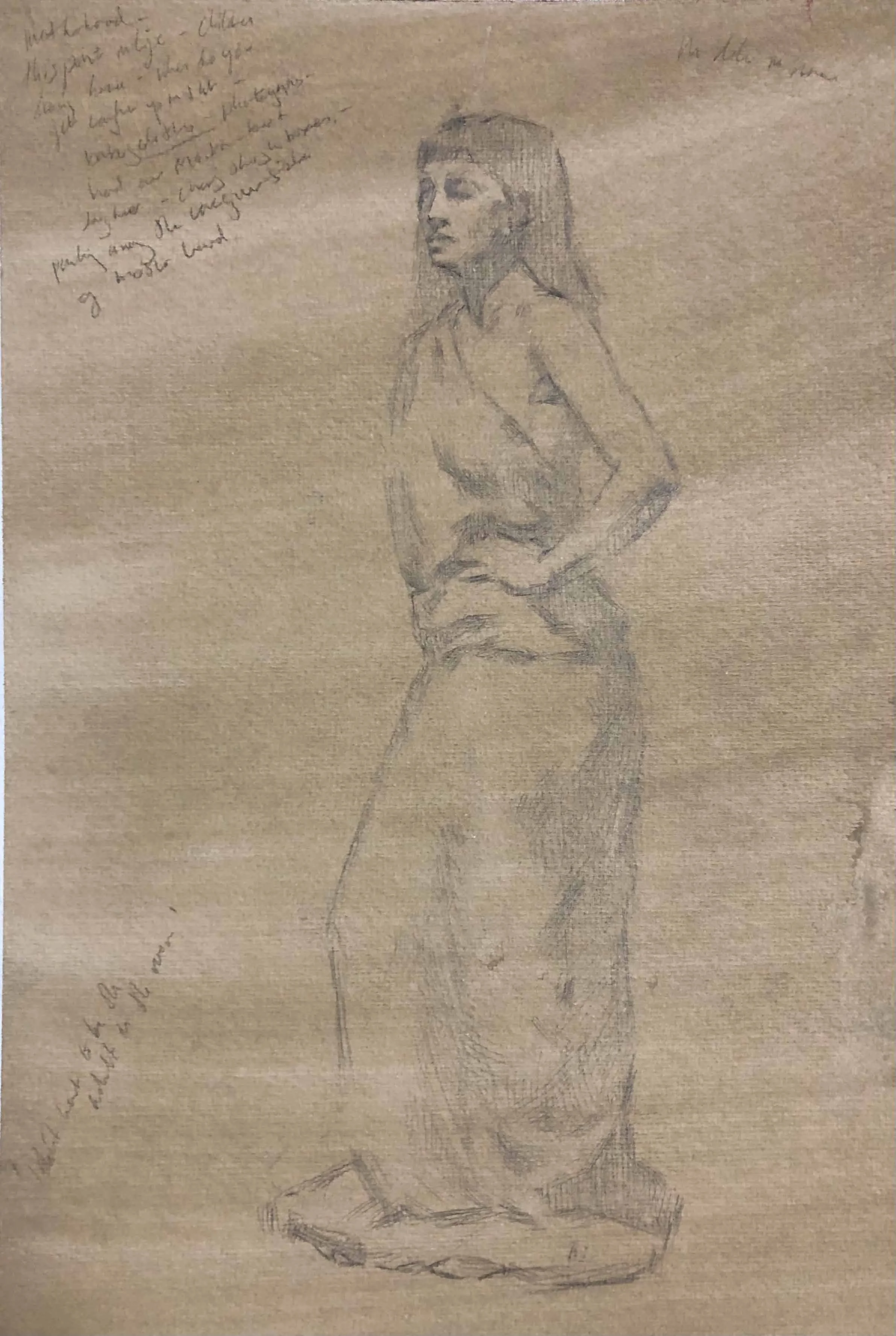 Drapery study #3, graphite on hand-toned paper, 18x27cm, 2025