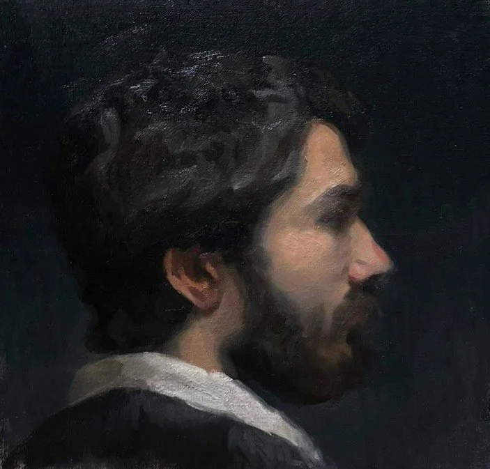 profile study, oil on canvas, 40x40cm, 2024
