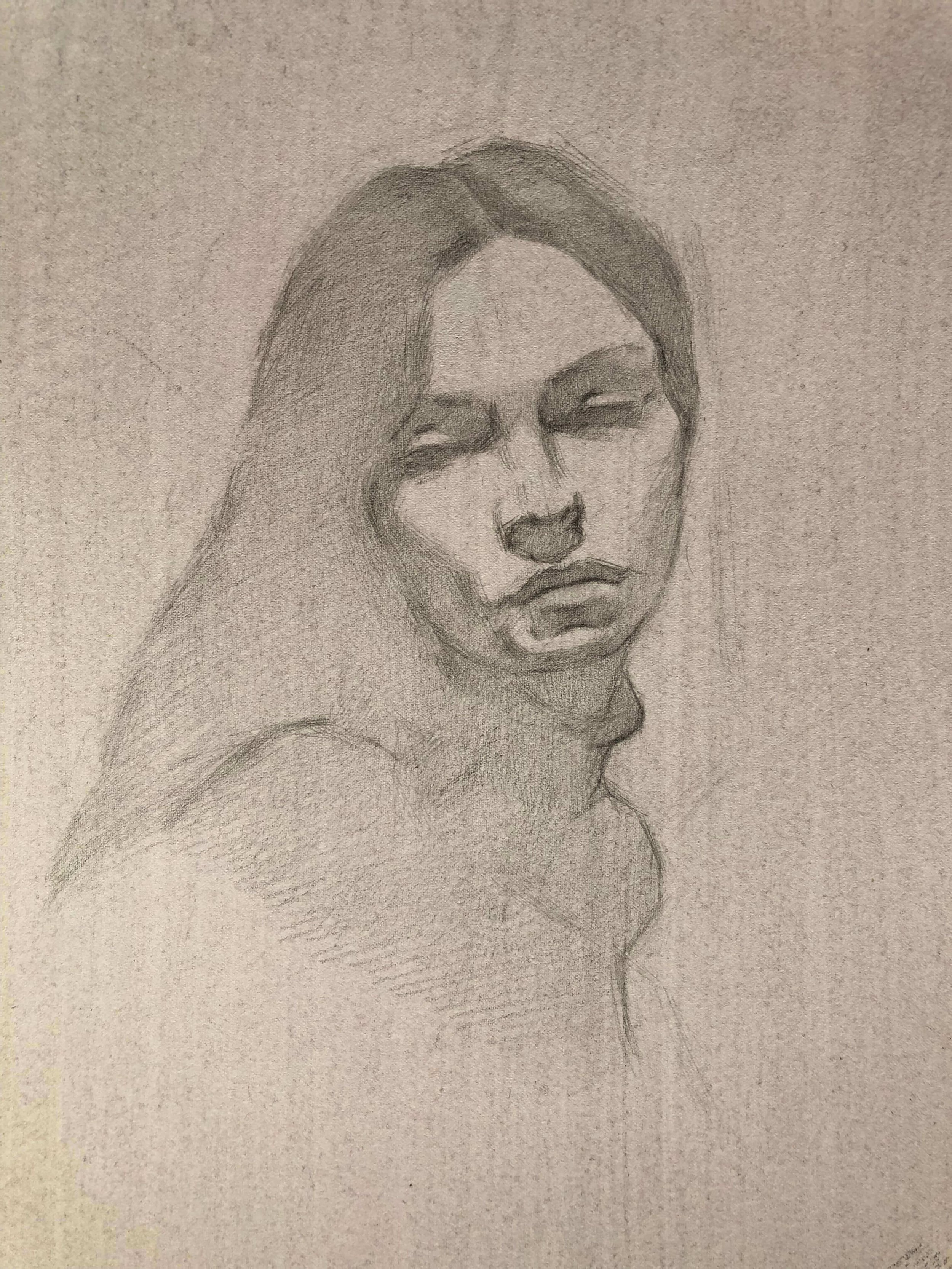 Sienna, graphite on hand-toned Fabriano paper, 20 x 25cm, 2024