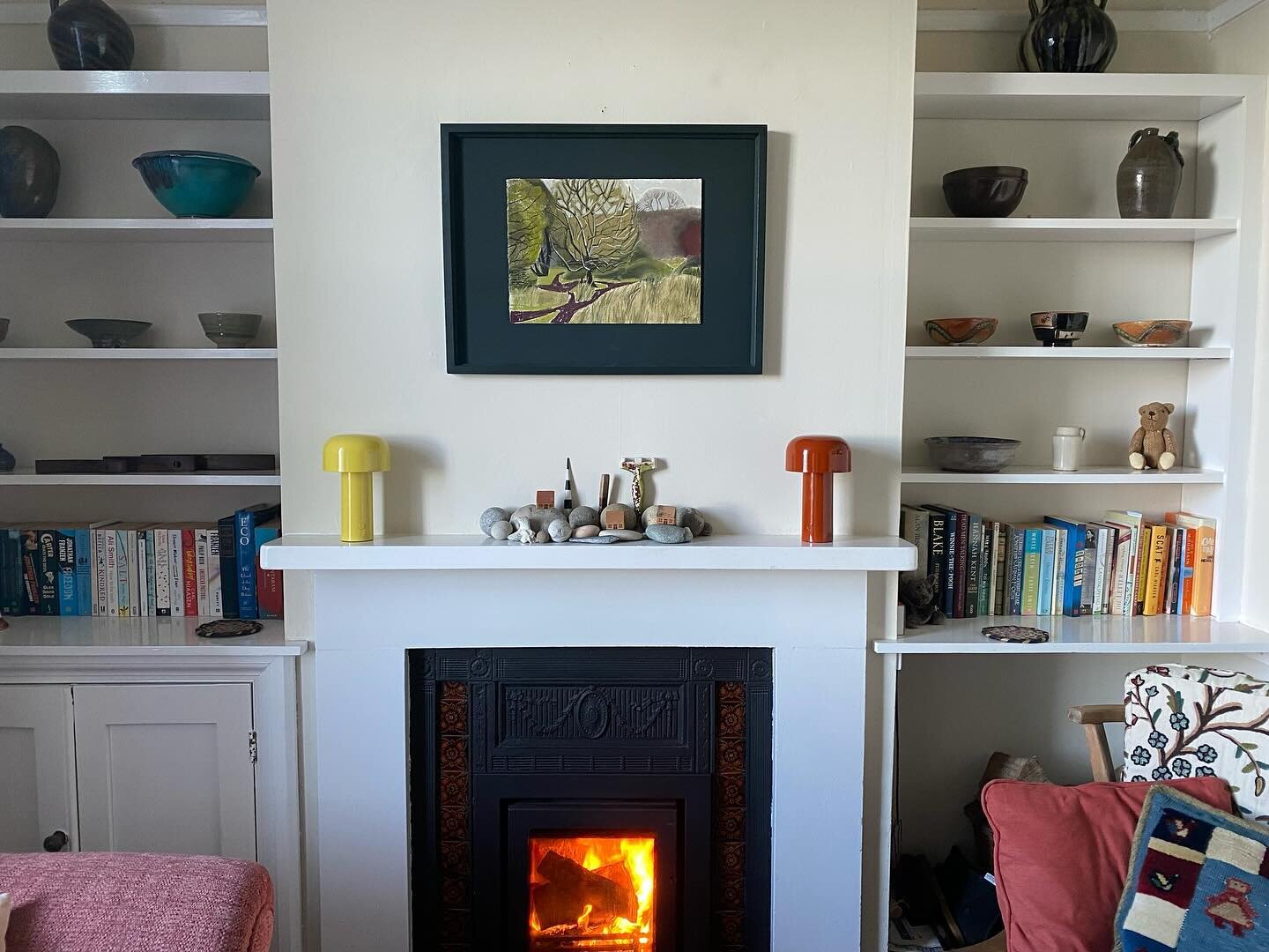 A Good Friday visit to @4coastguardcottages,  for hot cross buns and tea and chat but mainly to see my pictures hanging in the Front Room. I stayed here,  in this wonderful art filled, off grid, cliff top cottage last autumn. Moonlight walking and  d