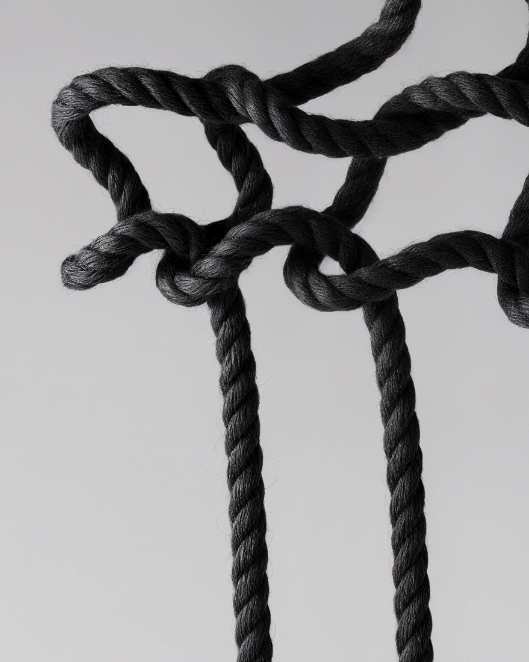 Knotted black cord, fabric study, Spanx CGI product film by DissEmbargo with The New Company