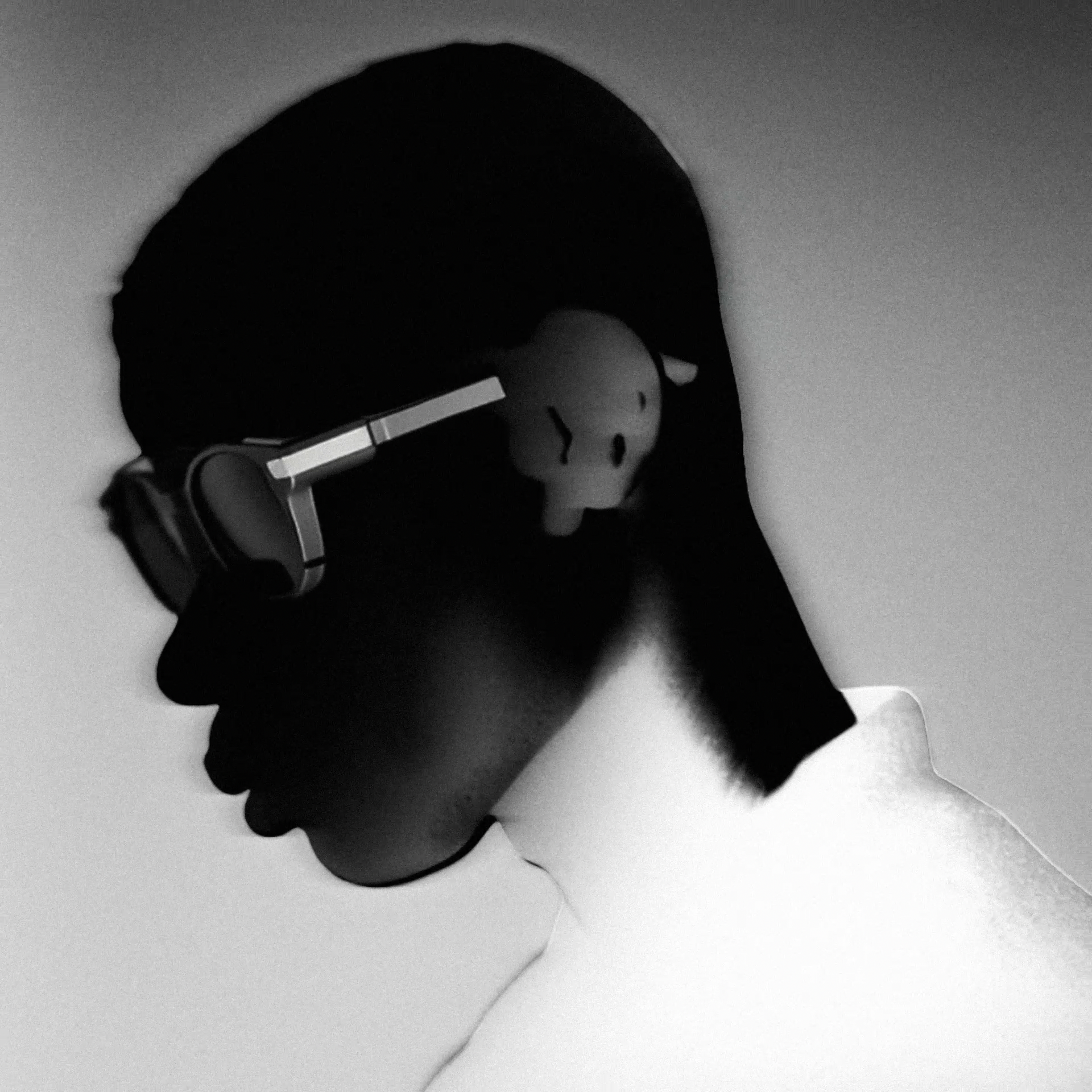 Profile of a model wearing Even Realities glasses, Even Realities smart glasses CGI by DissEmbargo