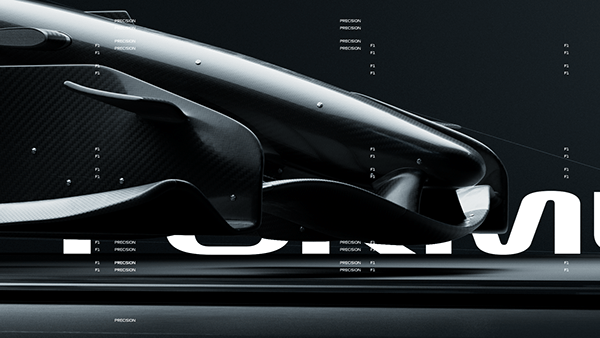 2026 F1 car nose with large typography, Formula 1 2026 opening titles, 3D production by DissEmbargo