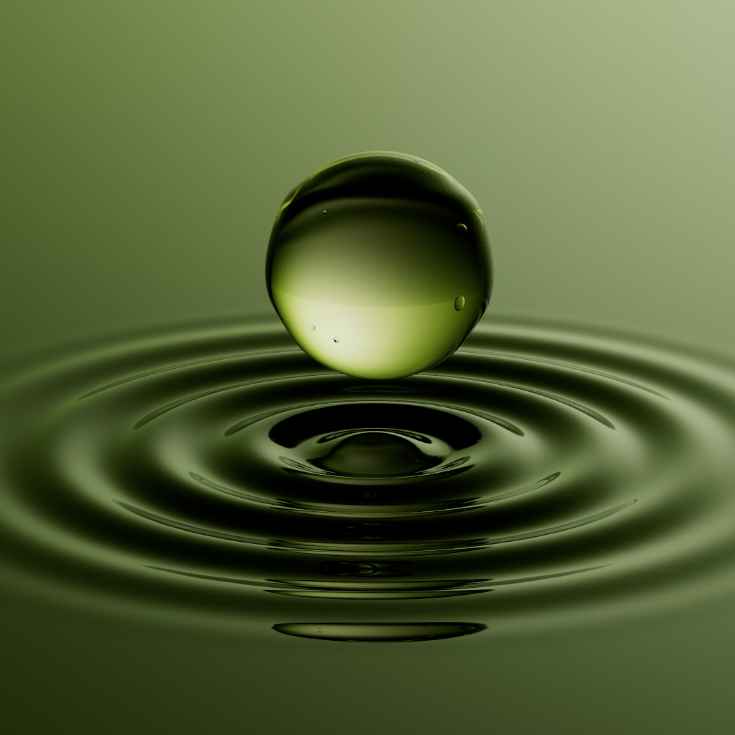 Serum droplet rippling on green, Prose scalp serum CGI launch film by DissEmbargo