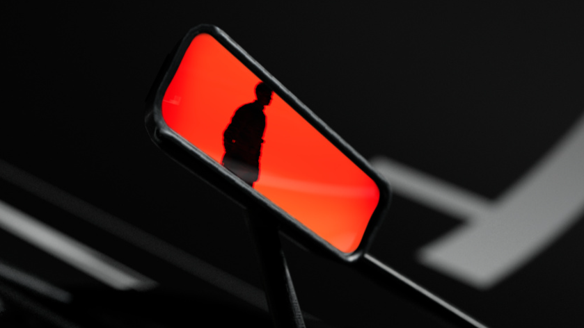 Phone showing an F1 image on dark background, Formula 1 2026 opening titles, 3D production by DissEmbargo