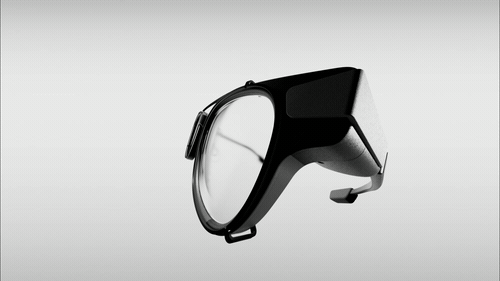 Glasses temple tip on grey, Even Realities smart glasses CGI by DissEmbargo