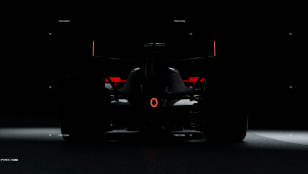 Rear of the 2026 F1 car with red rain light, Formula 1 2026 opening titles, 3D production by DissEmbargo