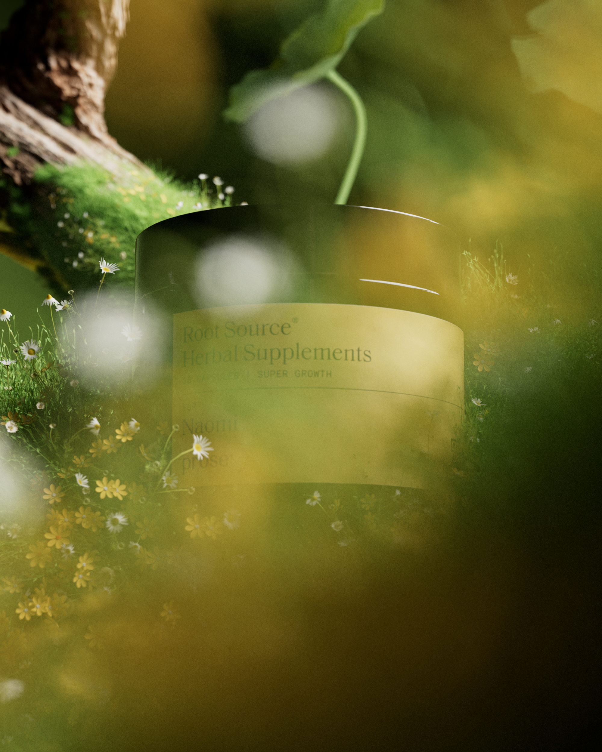 Prose serum box glimpsed through moss, Prose scalp serum CGI launch film by DissEmbargo