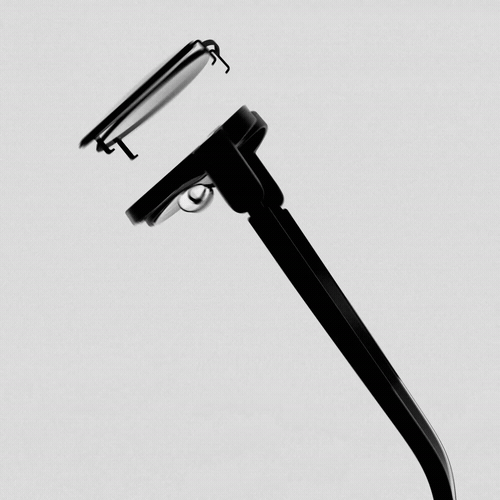 Even Realities glasses floating on grey, Even Realities smart glasses CGI by DissEmbargo