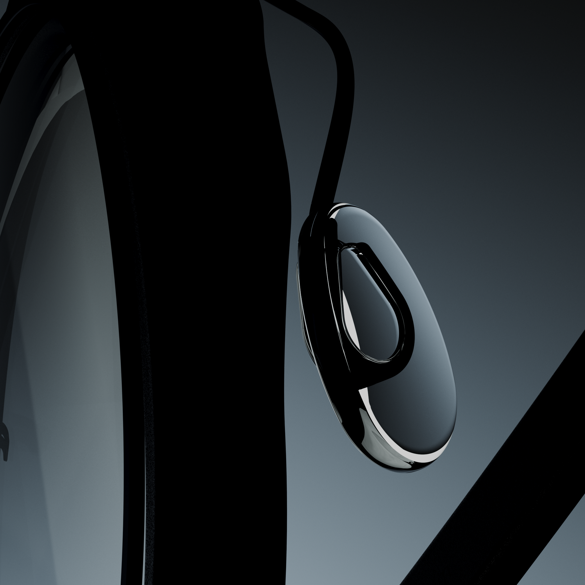 Nose pad detail on dark lens, Even Realities smart glasses CGI by DissEmbargo
