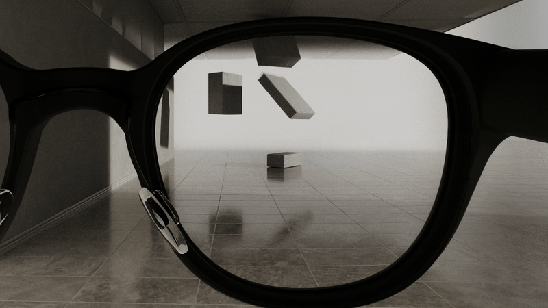 Room seen through glasses lens, Even Realities smart glasses CGI by DissEmbargo