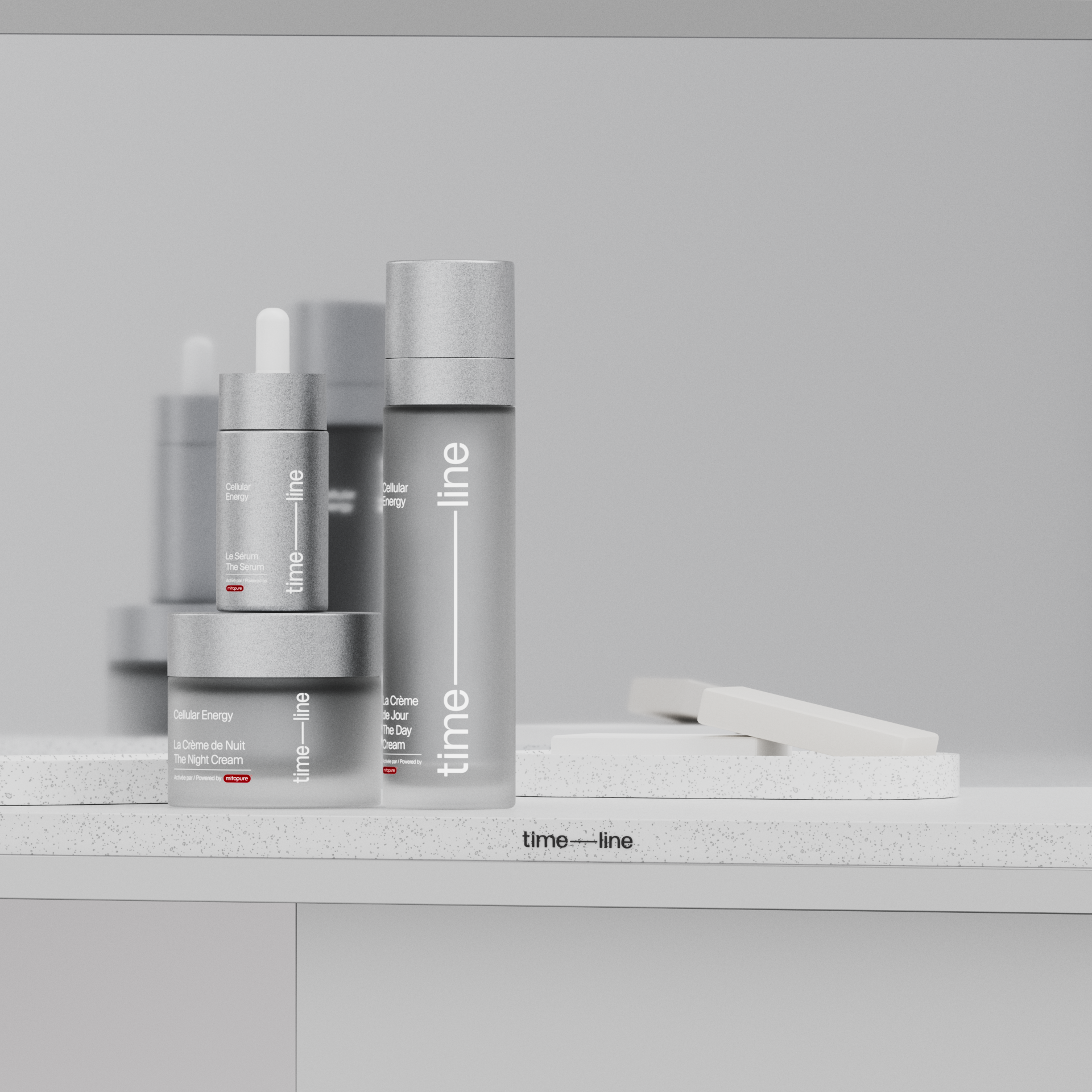 Timeline range on a white lab counter, Timeline Cure CGI animation by DissEmbargo for Timeline Nutrition