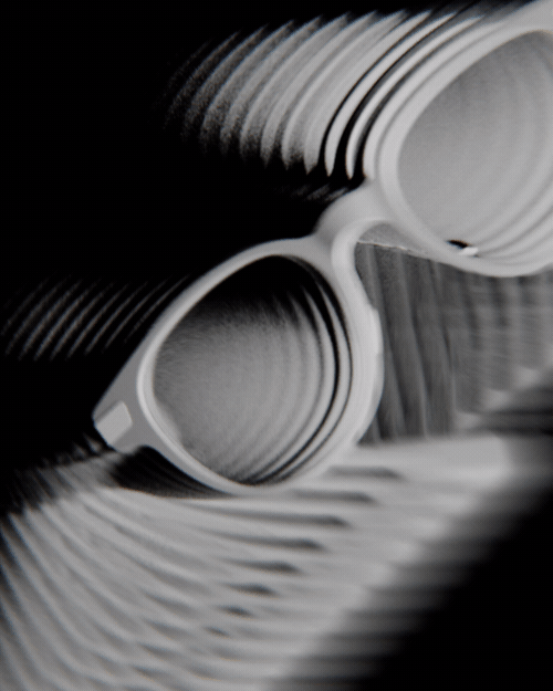 Glasses lens edge in dark light, Even Realities smart glasses CGI by DissEmbargo