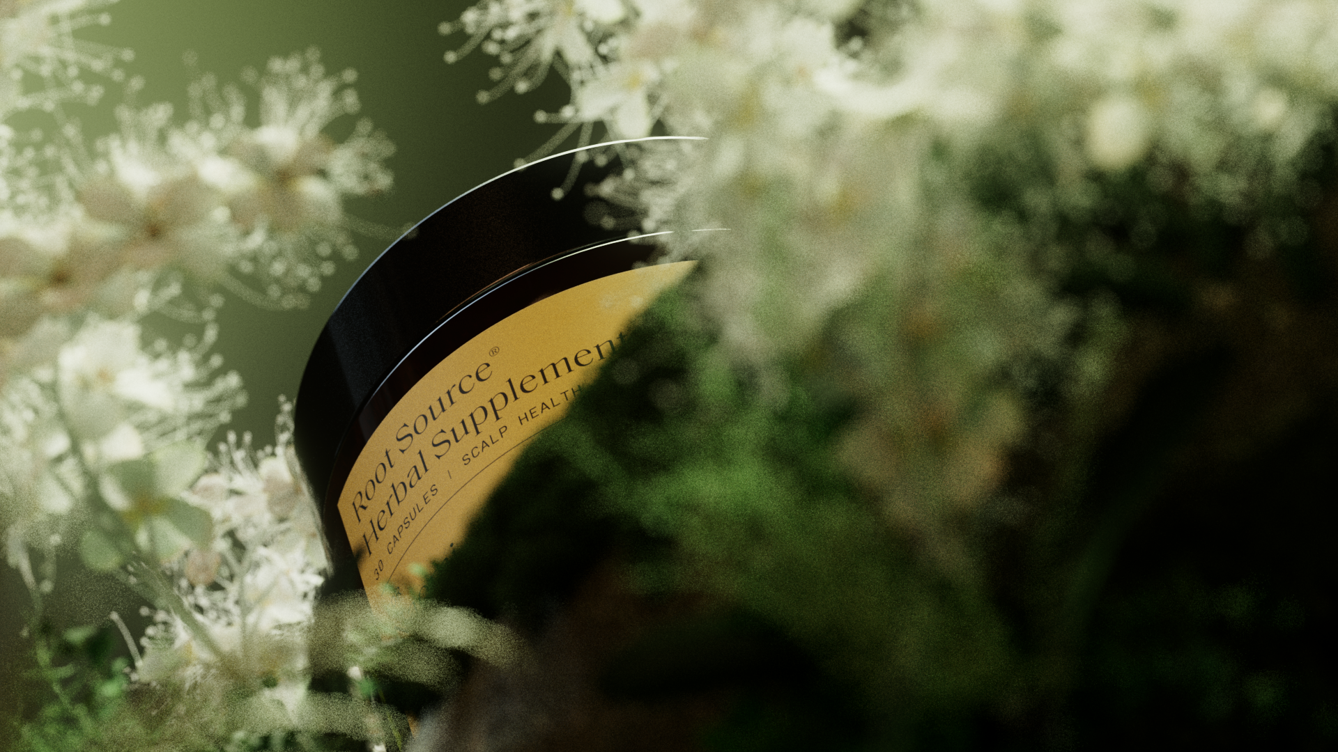 Prose serum jar among white flowers, Prose scalp serum CGI launch film by DissEmbargo