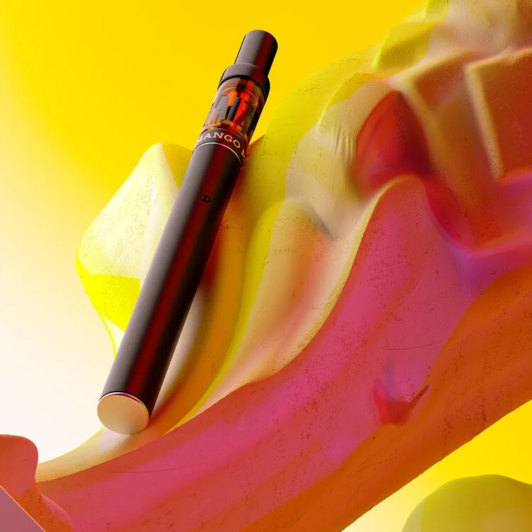 DAIZE Mango Mercy vape in a coloured swirl, DAIZE key art and brand mood film for HIGH12 by DissEmbargo