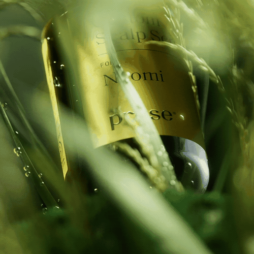 Prose serum bottle in green grass, Prose scalp serum CGI launch film by DissEmbargo