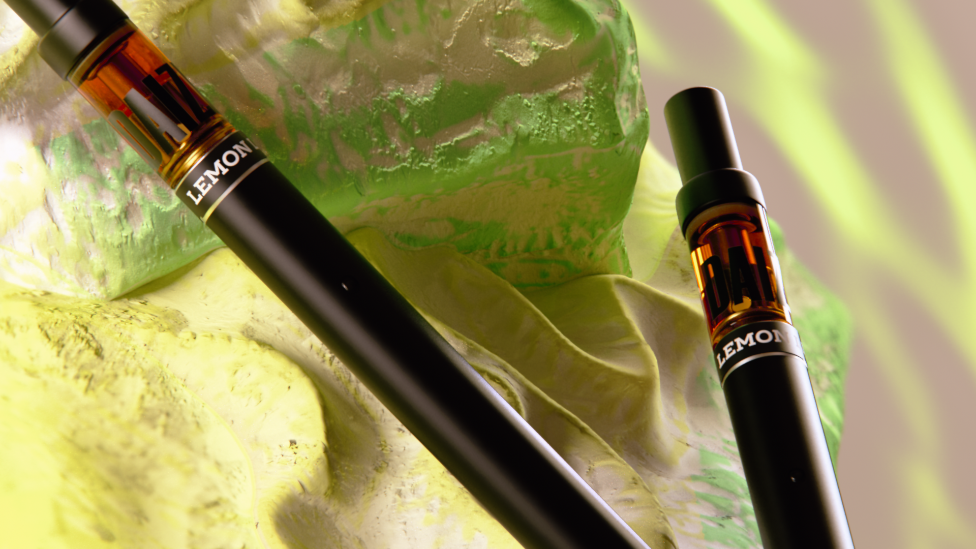 DAIZE vapes on green crystal, DAIZE key art and brand mood film for HIGH12 by DissEmbargo