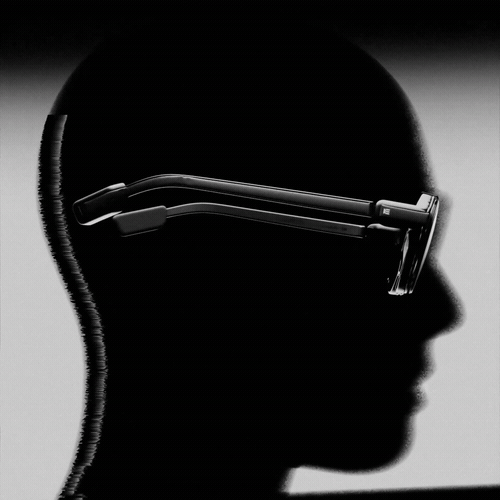 Glasses in silhouette under a skylight, Even Realities smart glasses CGI by DissEmbargo