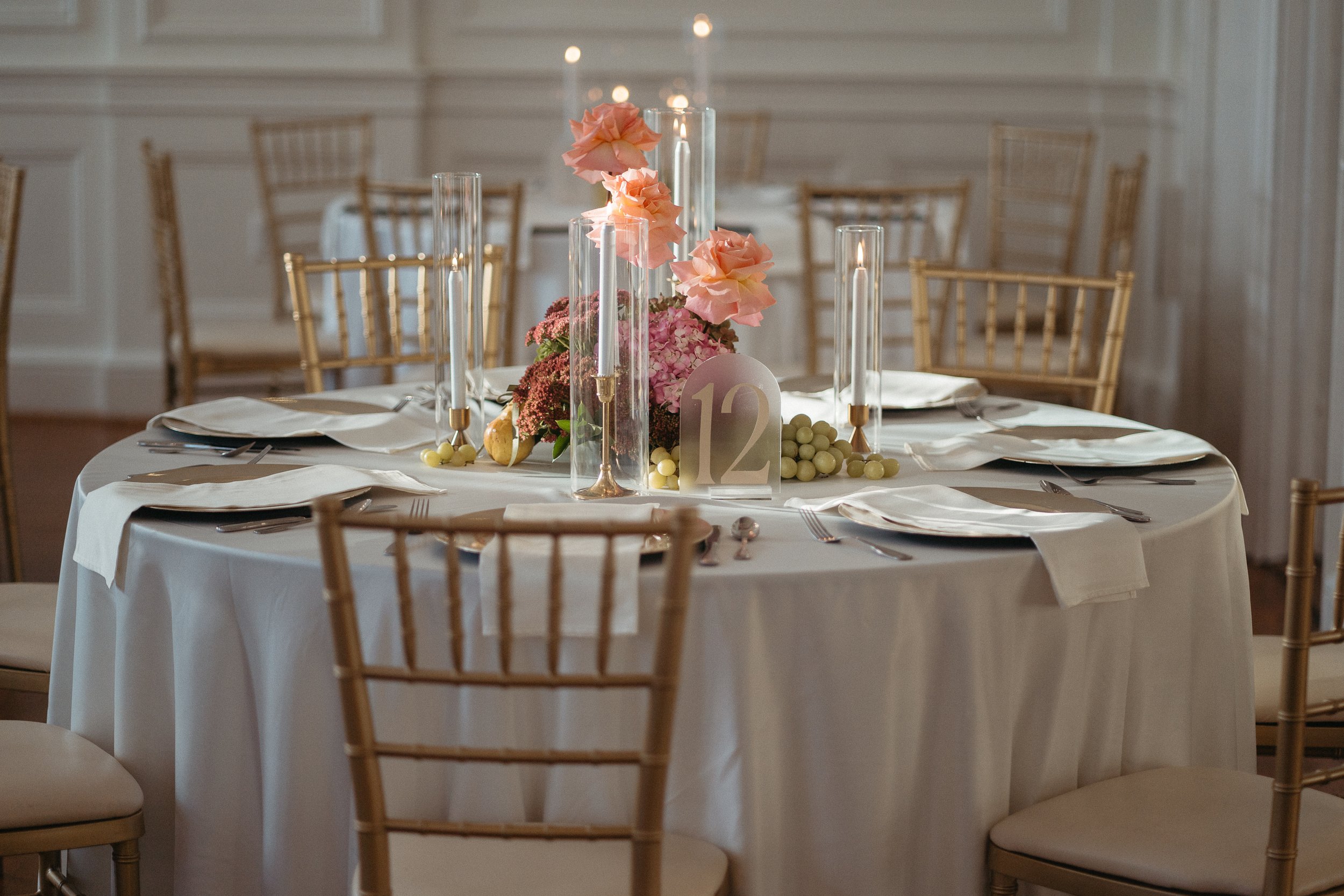 Hotel Concord luxury wedding tablescape and place settings