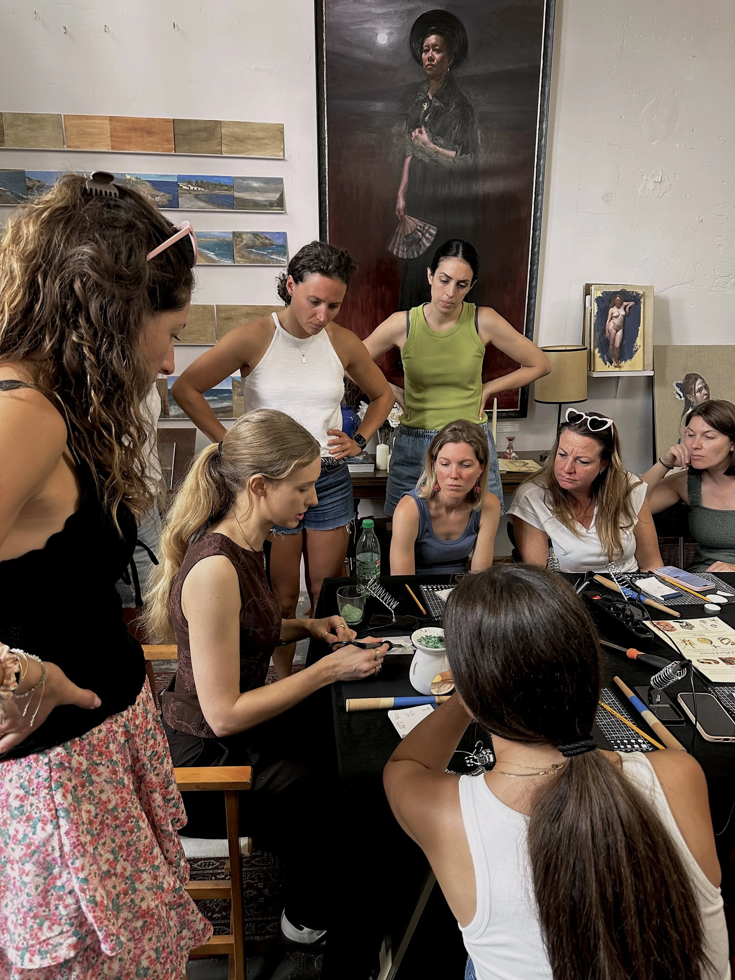 Barcelona hen party at a jewellery workshop