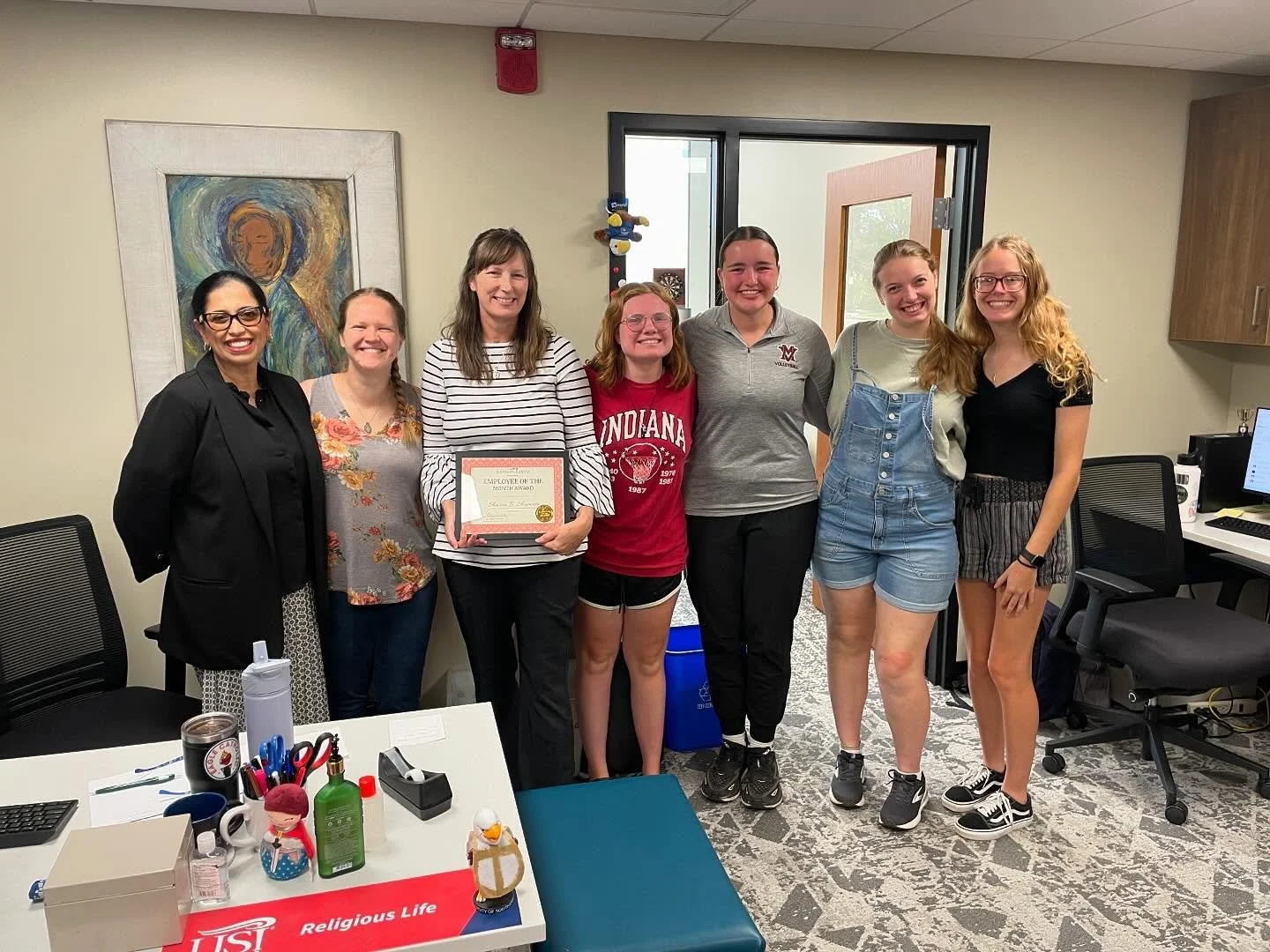 Congratulations to Sharon Shumate who was recognized by Student Affairs as the August Employee of the Month. Sharon is such a help to the Religious Life Department! She’s always a smiling face inviting students in to the Eagle Catholic communit