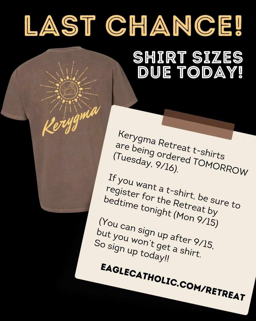 Hope to see you there! Info & register at eaglecatholic.com/retreat
