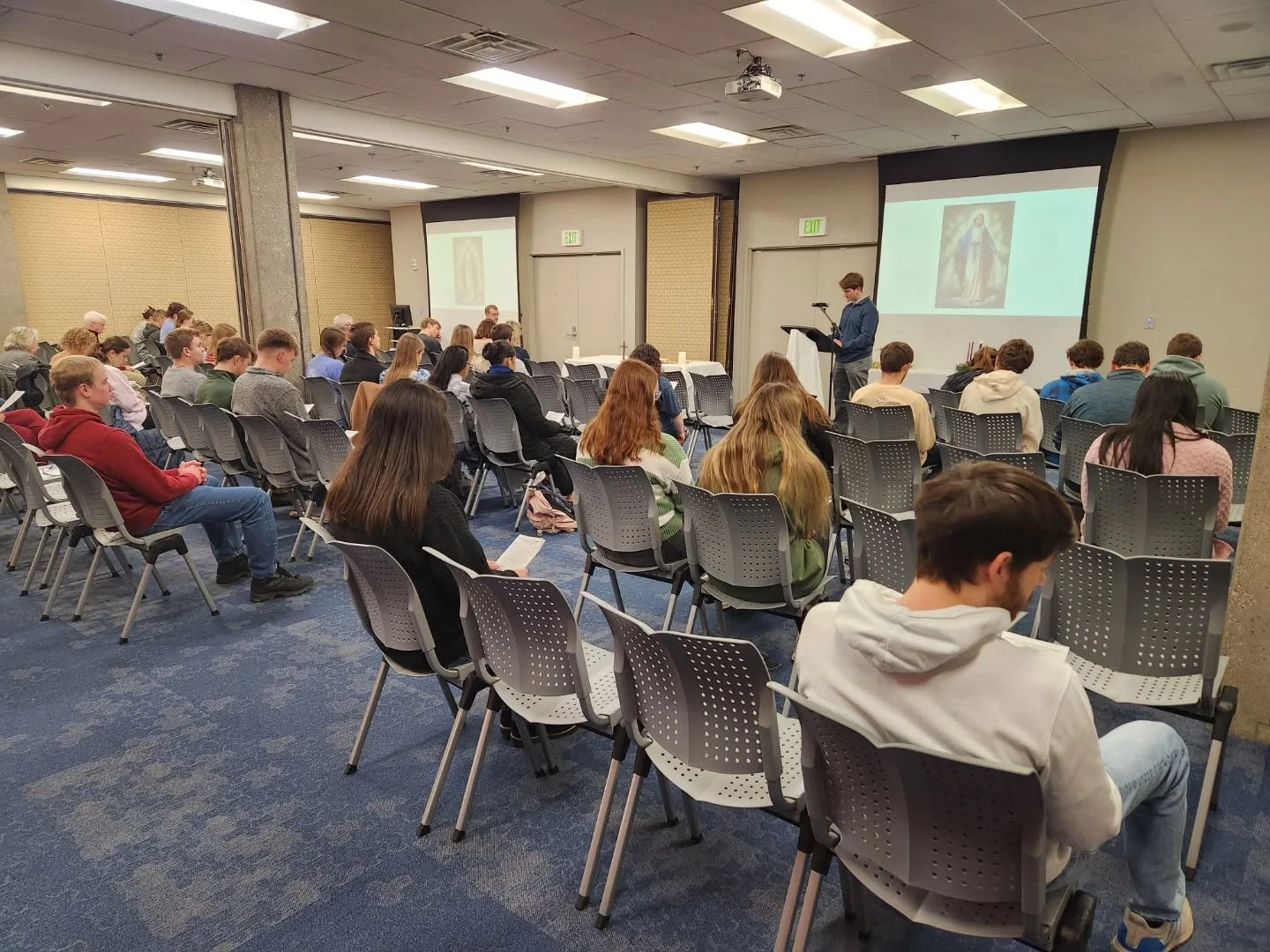 Holy Day Mass on campus to kick off finals week!